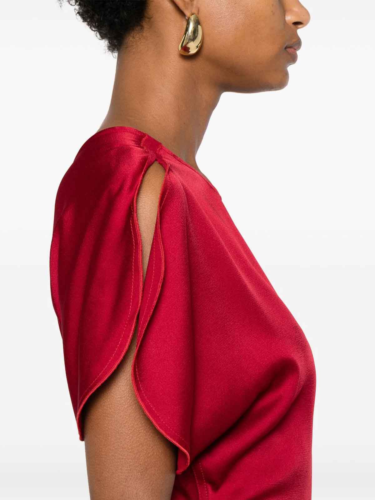 Victoria Beckham Red Midi Dress With Ruffled Detail In Red