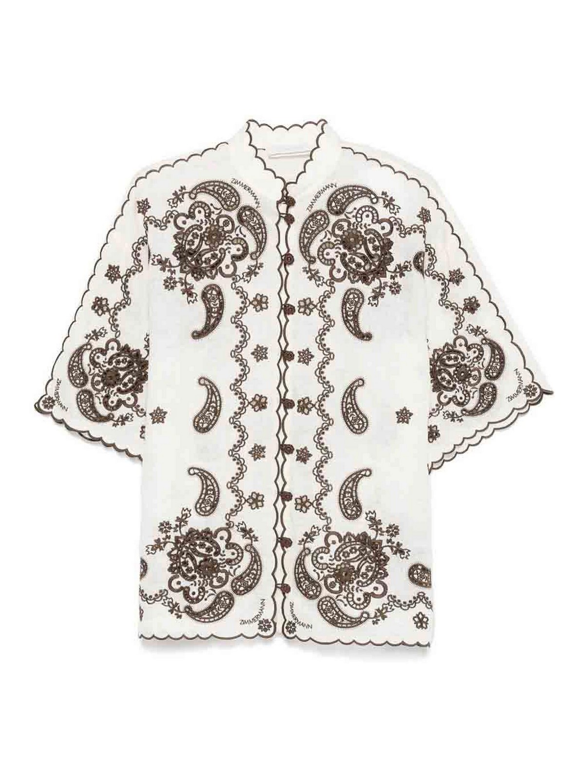 Zimmermann Ascension Embroidered Linen Shirt In White