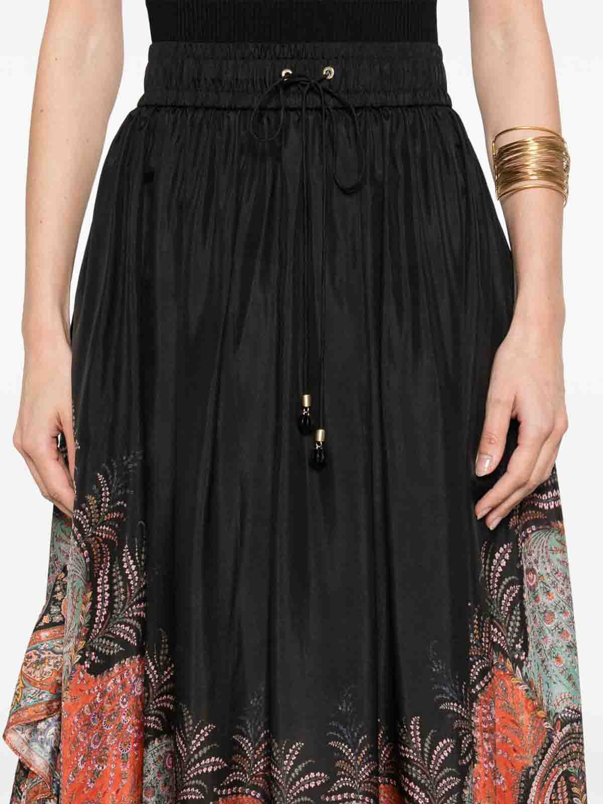 Zimmermann Rhiannon Ruffled Paisley-print Organic Silk Maxi Skirt In Black