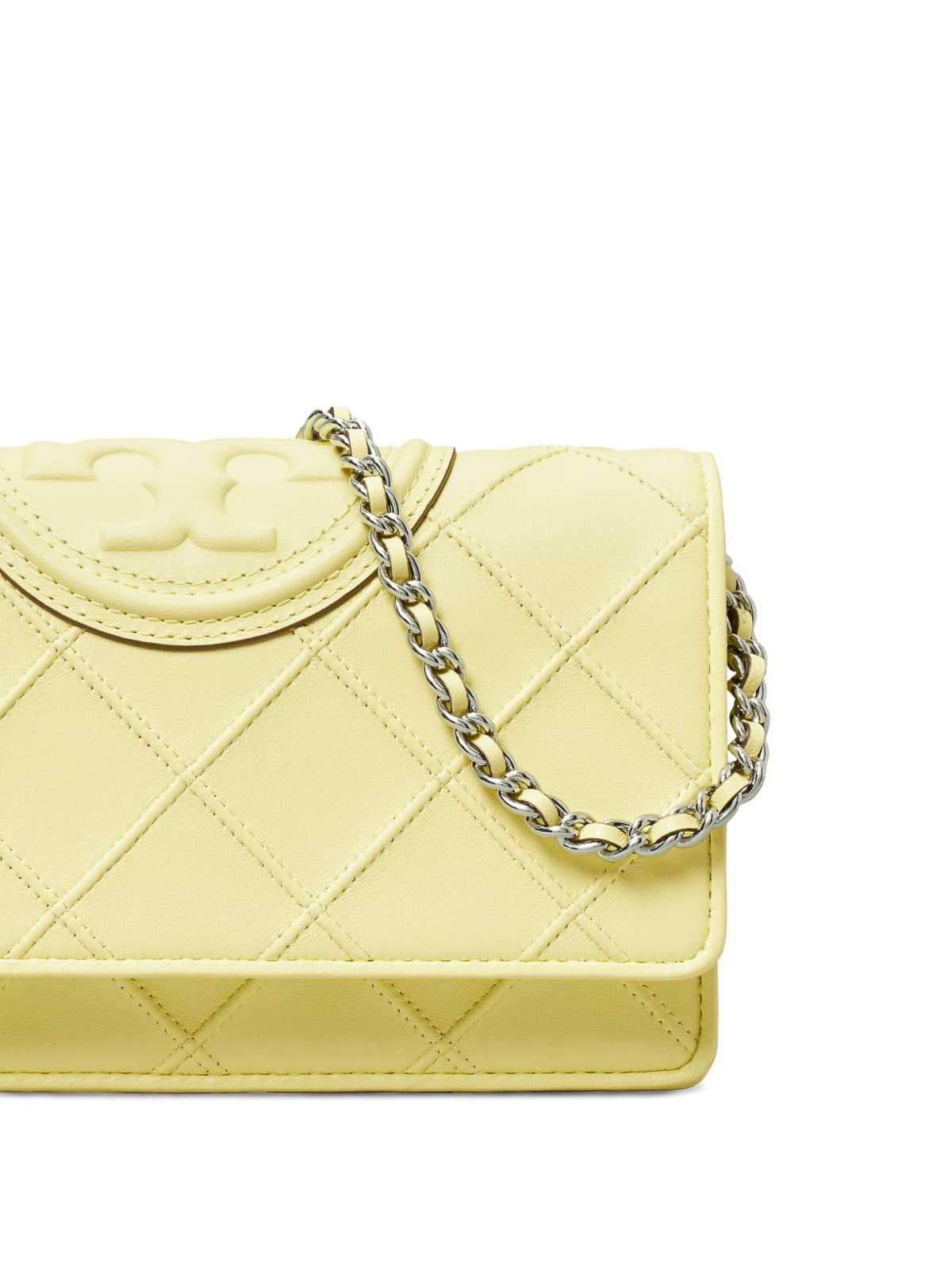 Tory Burch Leather Crossbody Bag In Pastel Yellow In Yellow