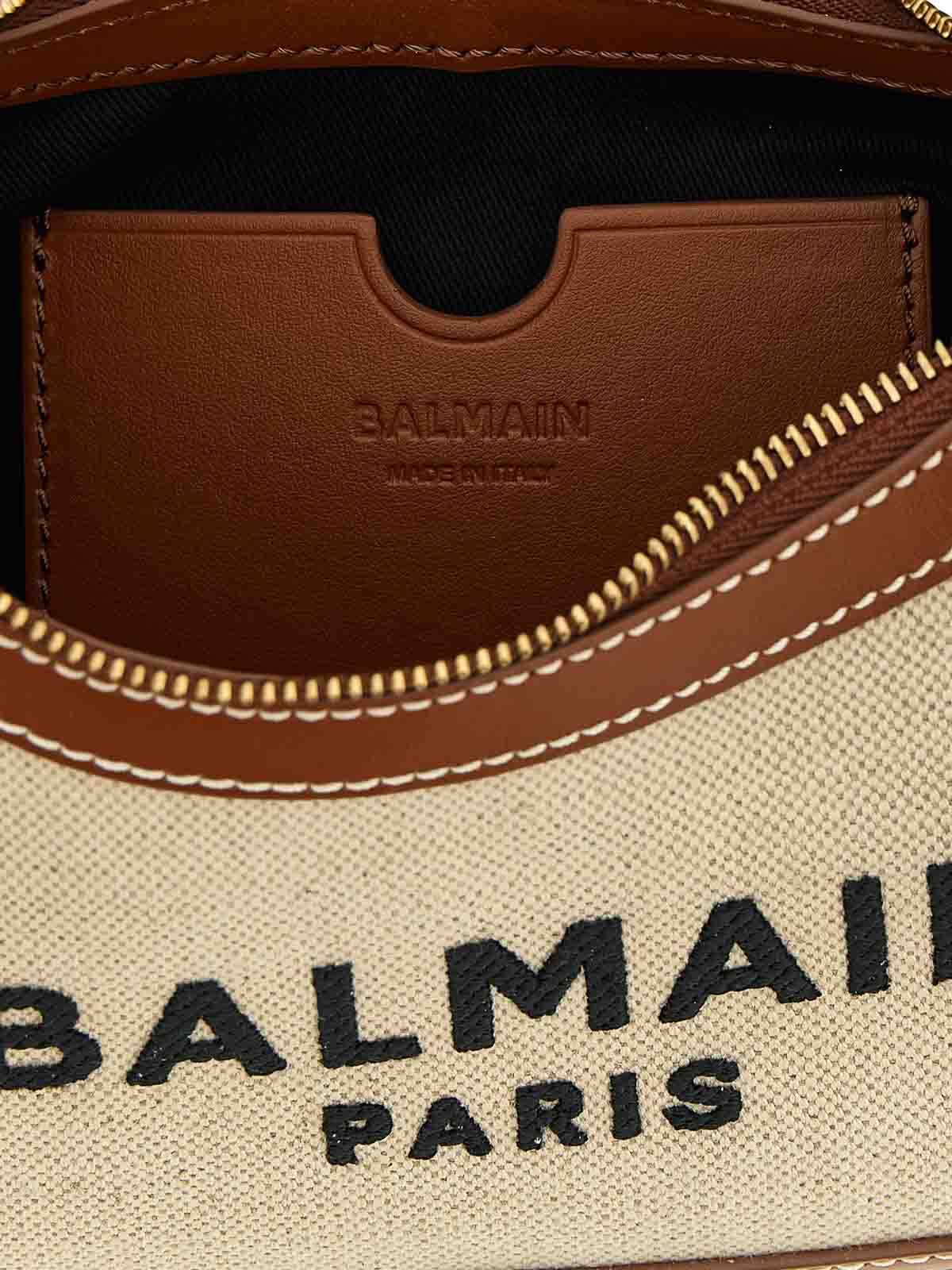 Balmain Shoulder Bag With Adjustable Strap And Chain Detail In Brown