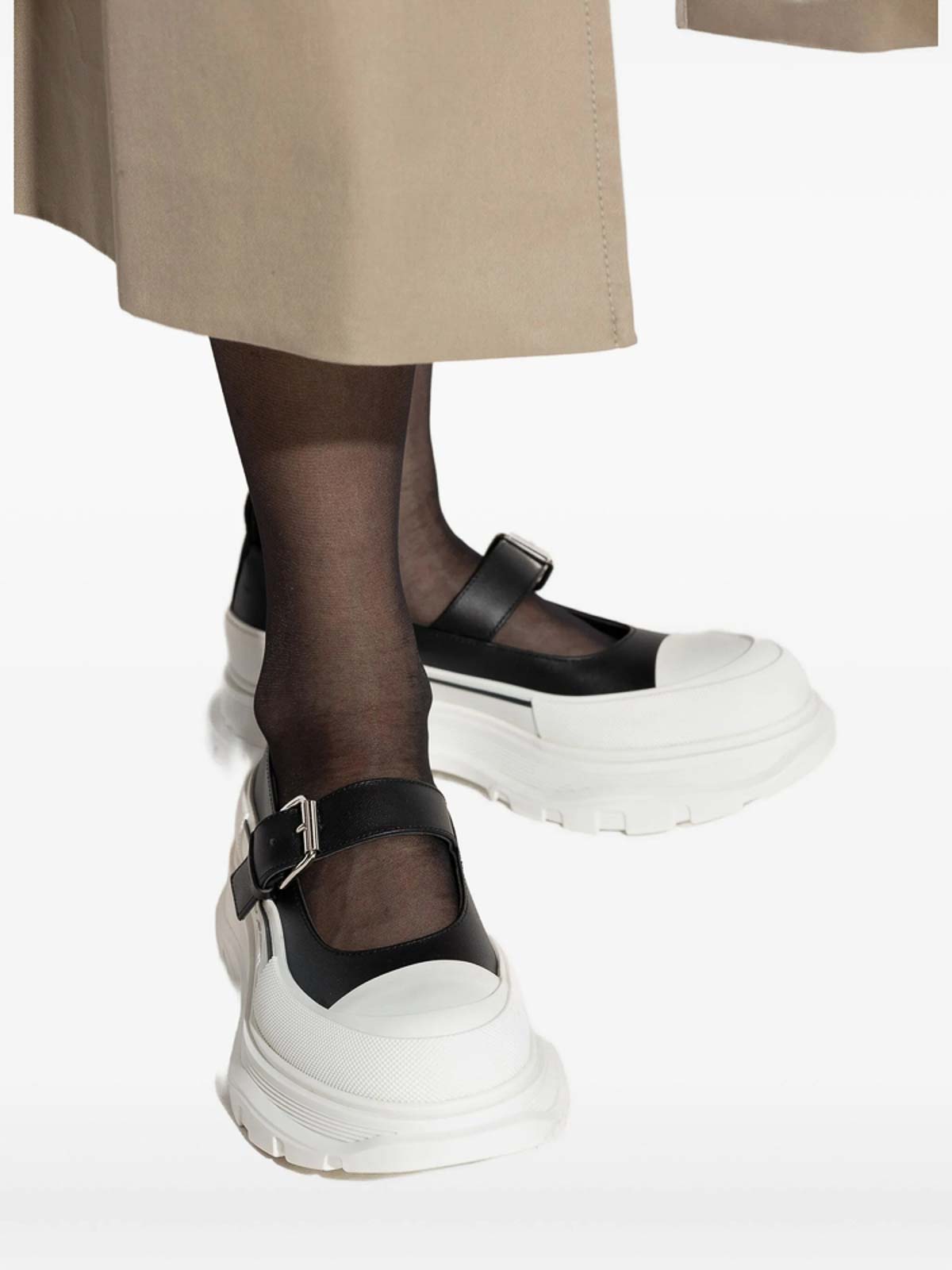 Alexander Mcqueen Two-tone Leather And Rubber Ballerinas In Animal Print