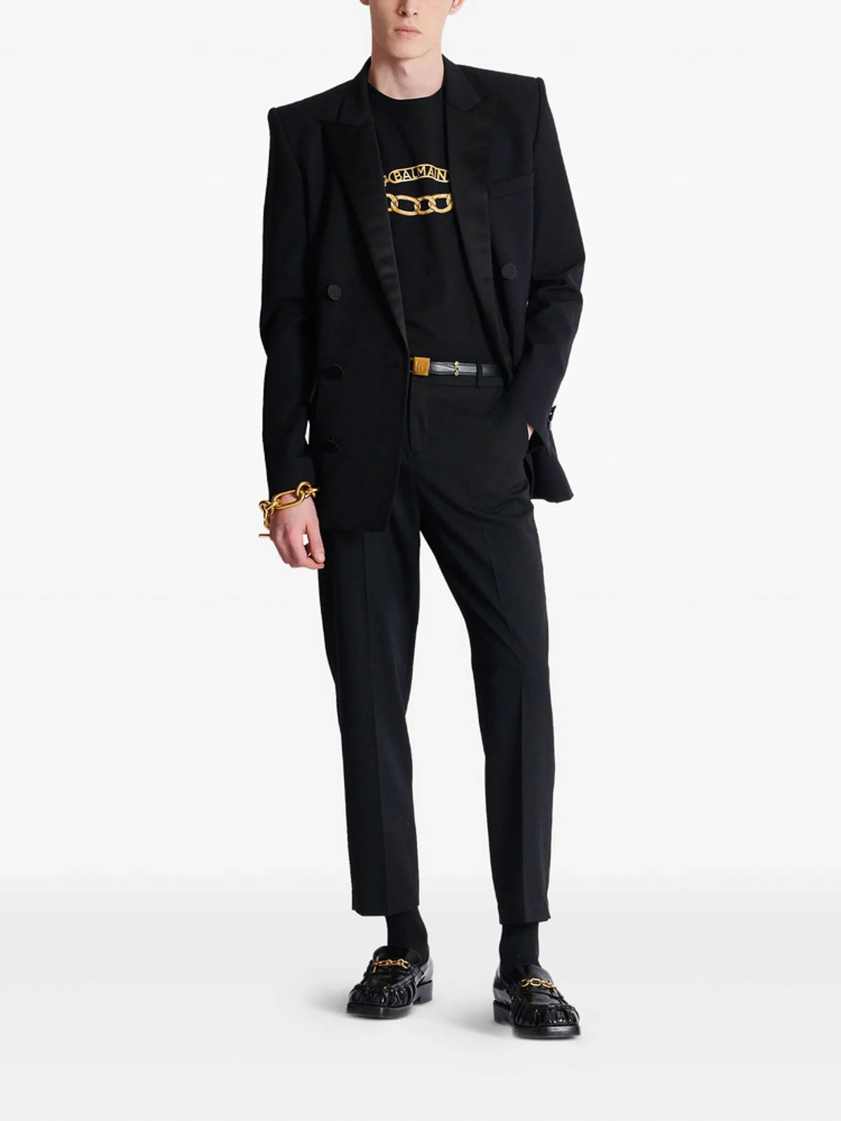 Balmain Black Crewneck T-shirt With Logo Print On The Front In Black