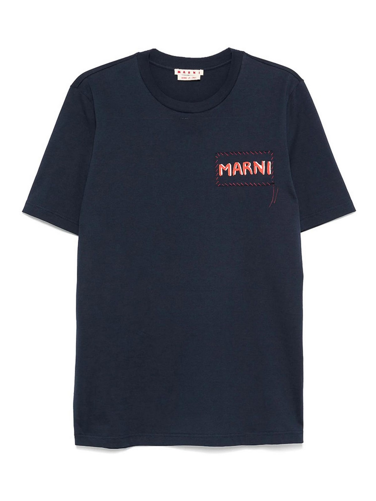 Marni T-shirt With Patch In Blue