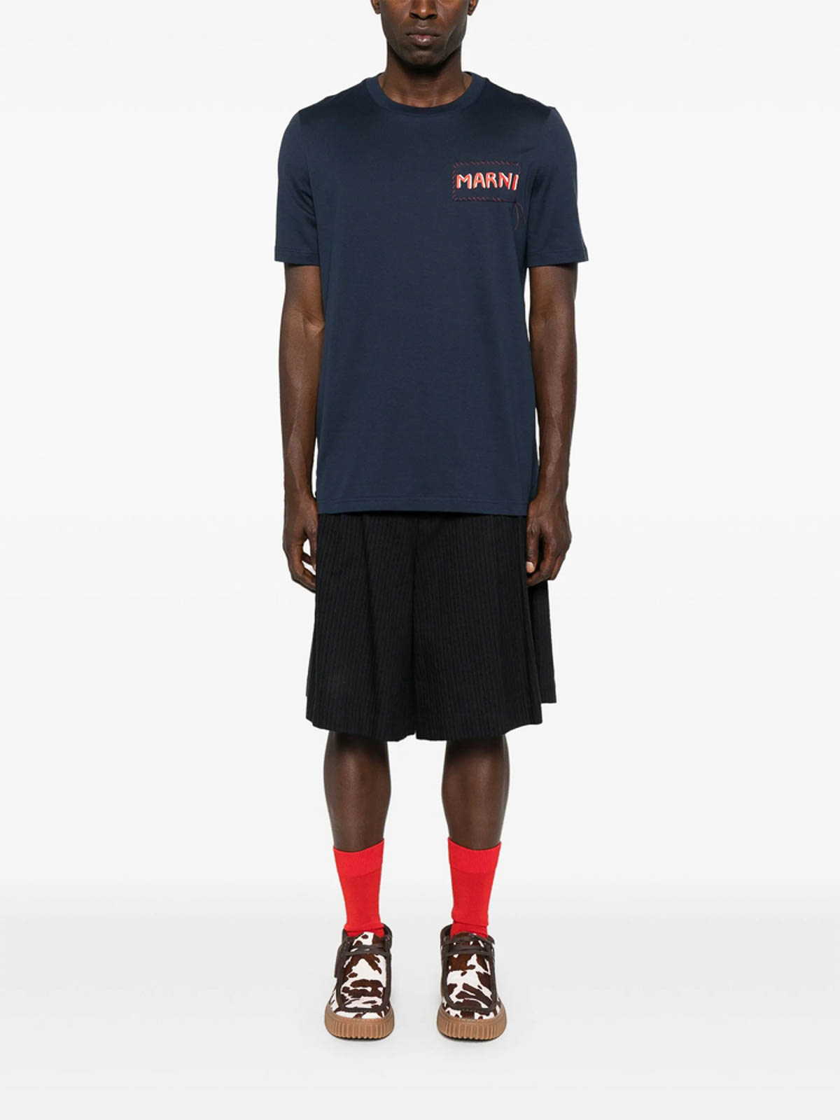 Marni T-shirt With Patch In Blue
