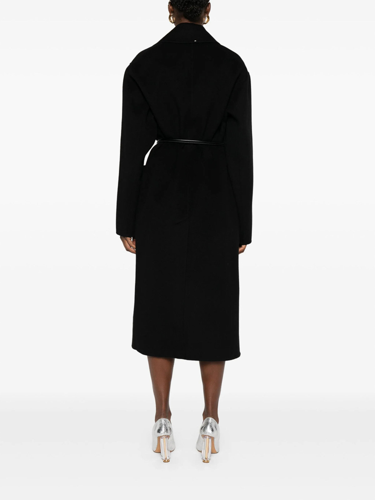 Sportmax Belted Double-breasted Coat In Black