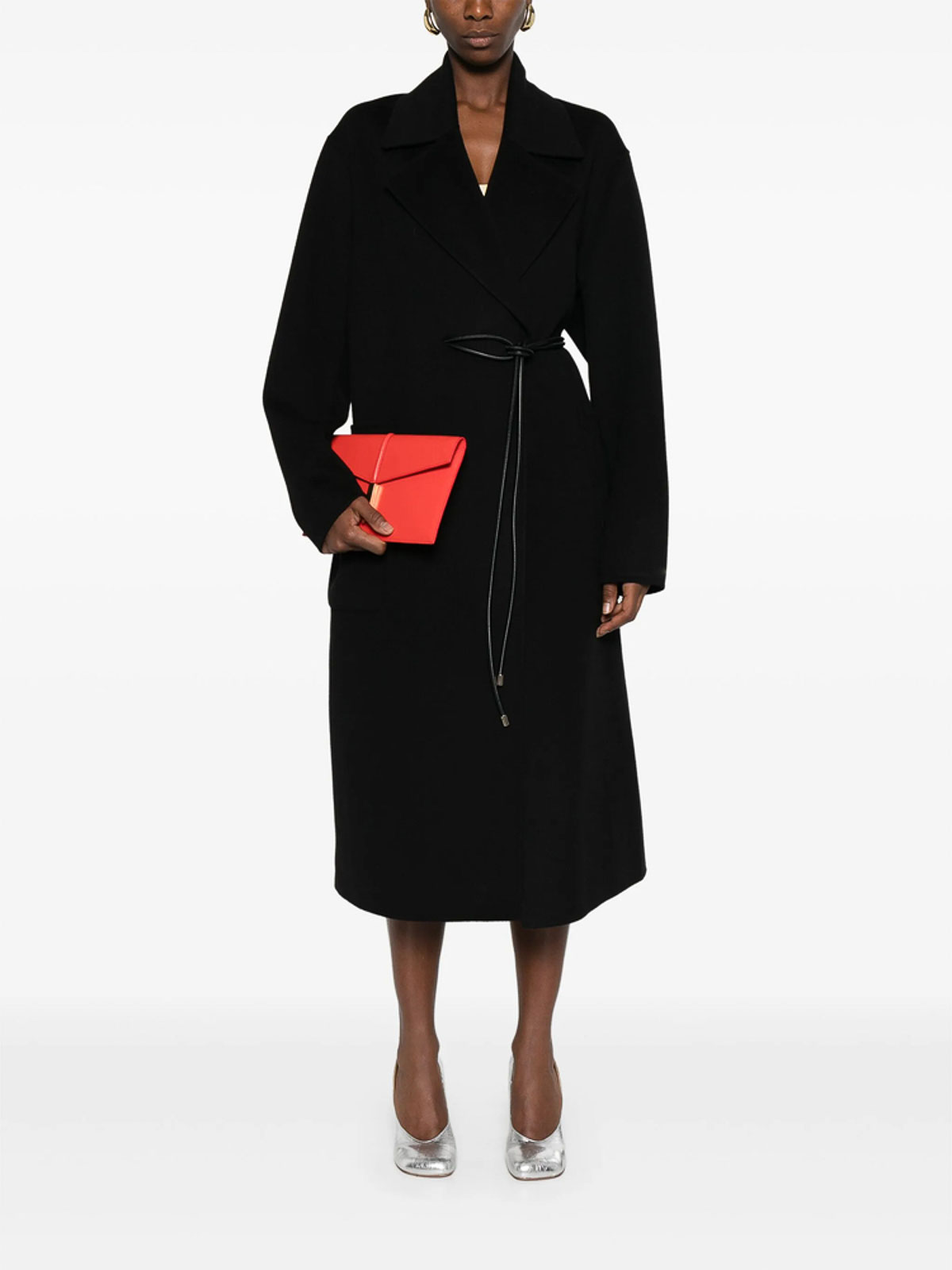 Sportmax Belted Double-breasted Coat In Black