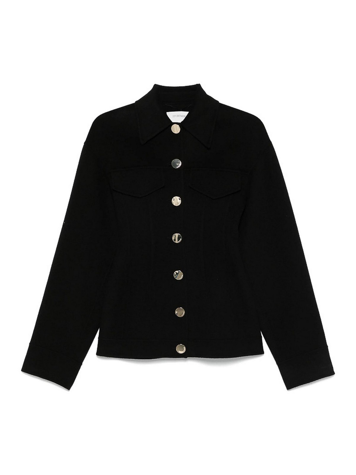 Sportmax Wool Jacket With Collar And Flap Pockets In Black