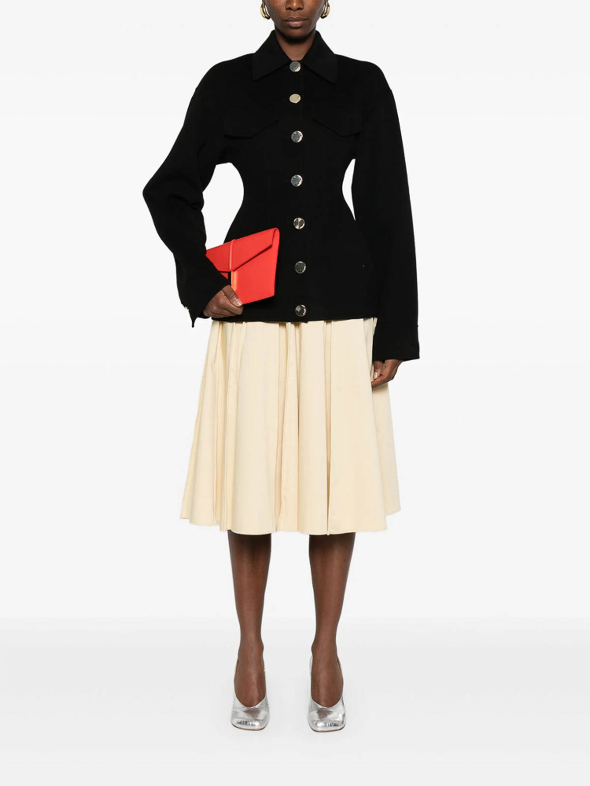 Sportmax Wool Jacket With Collar And Flap Pockets In Black