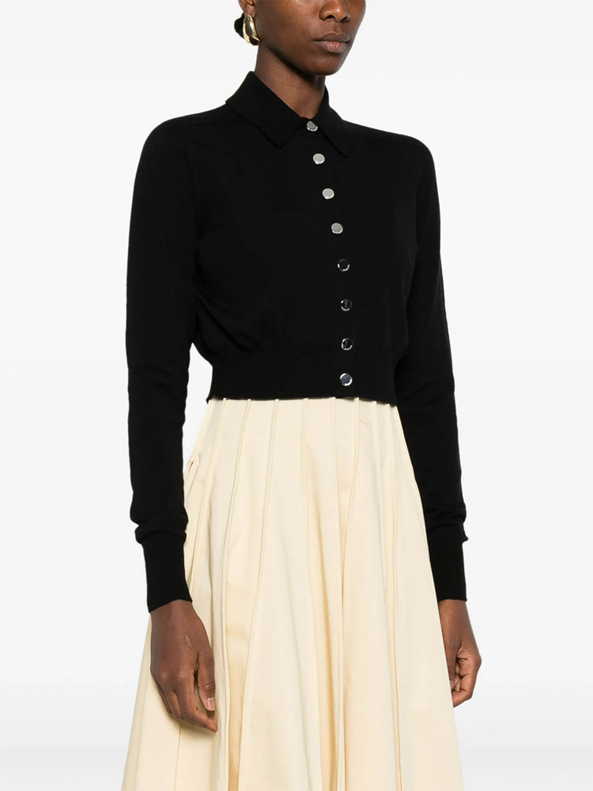 Sportmax Soft Fit Wool Cropped Cardigan Clothing In Black