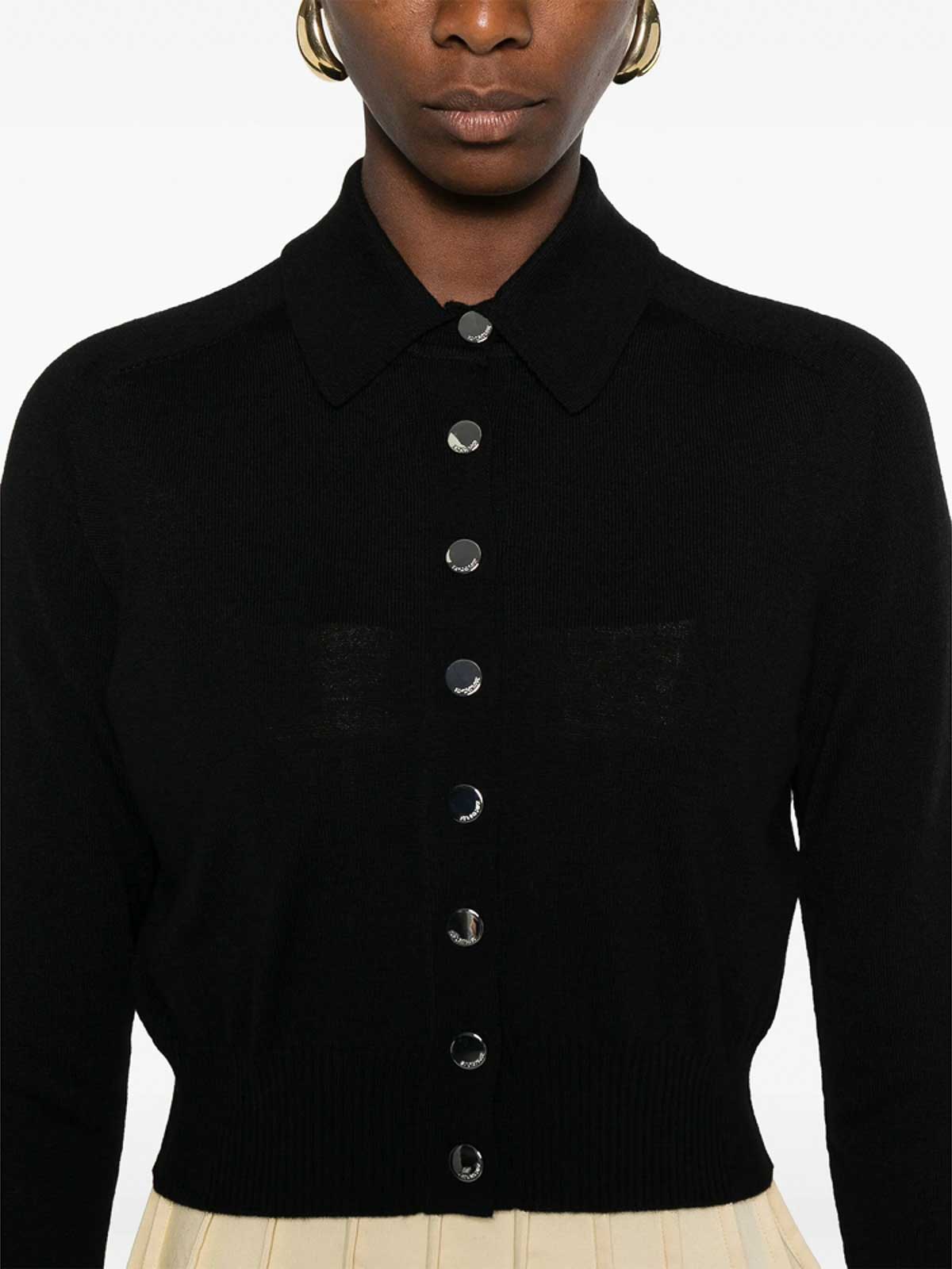 Sportmax Soft Fit Wool Cropped Cardigan Clothing In Black