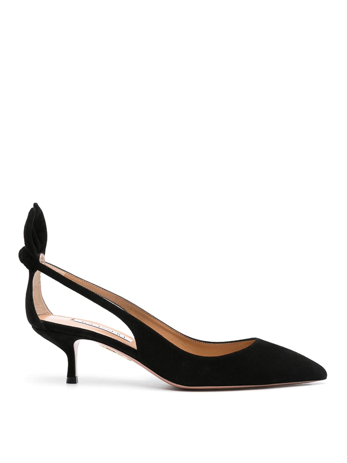 Aquazzura 50 Bow-tie Suede Pumps In Black