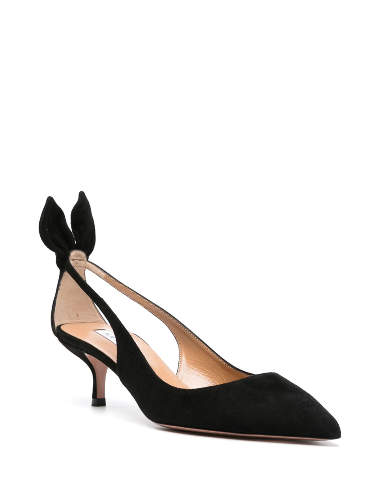 Aquazzura 50 Bow-tie Suede Pumps In Black