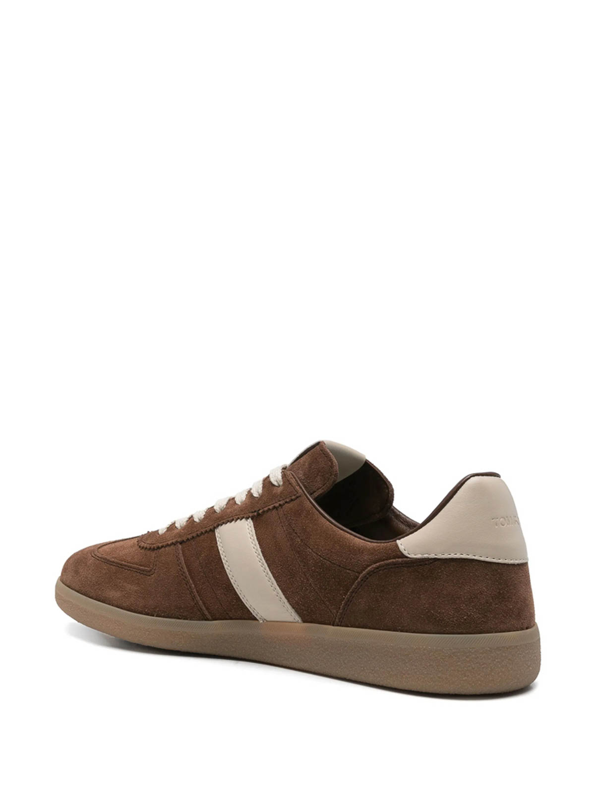 Tom Ford Suede Sneakers With Contrast Stripe And Rubber Sole In Brown