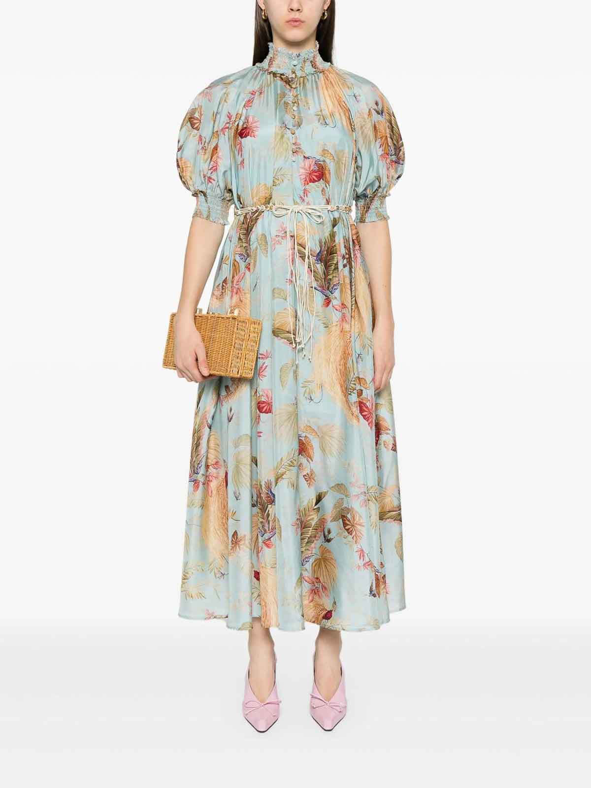 Zimmermann Women Aqua Palm Floral Habotai Silk Ascension Maxi Dress In Multi