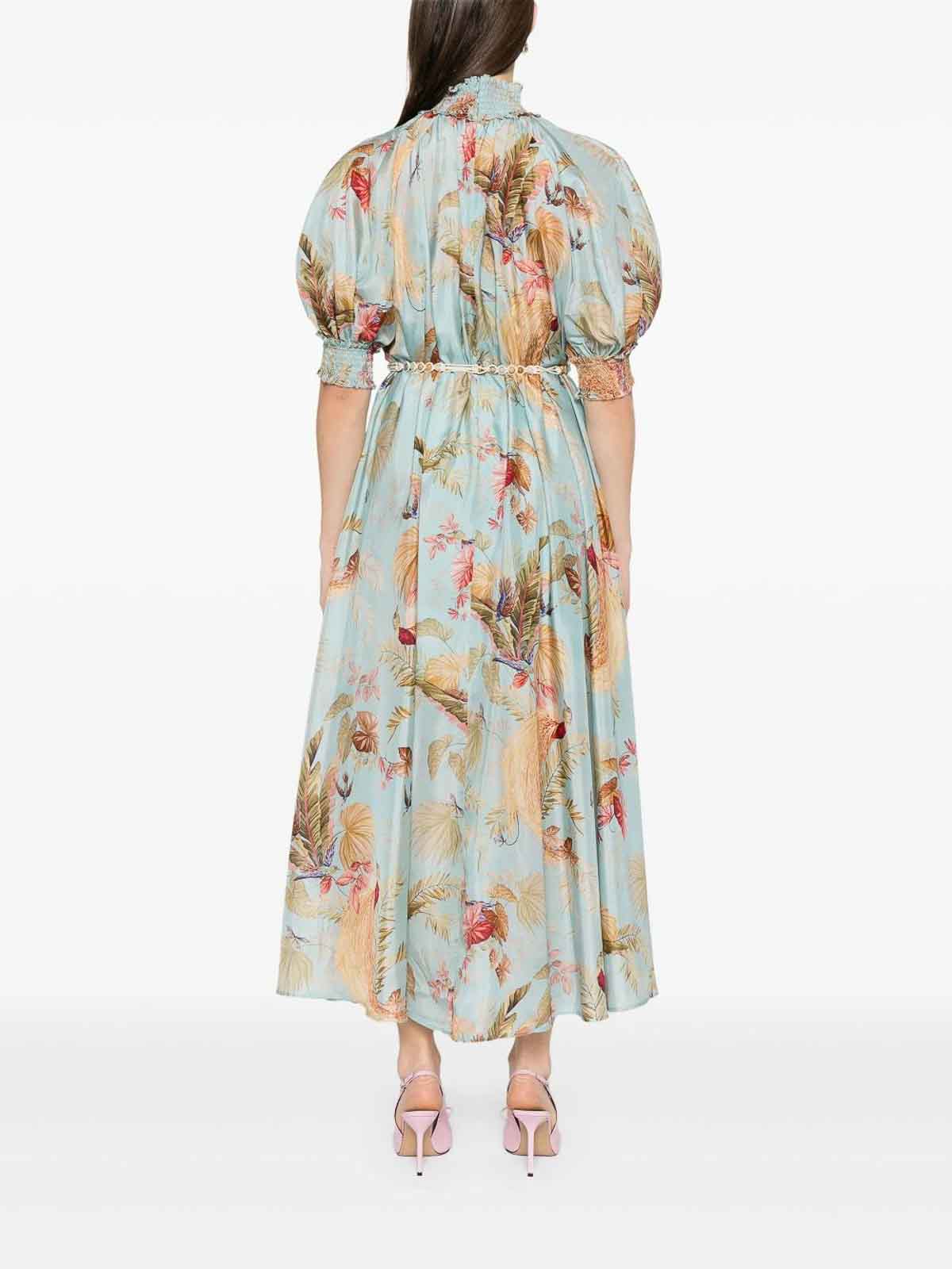 Zimmermann Women Aqua Palm Floral Habotai Silk Ascension Maxi Dress In Multi