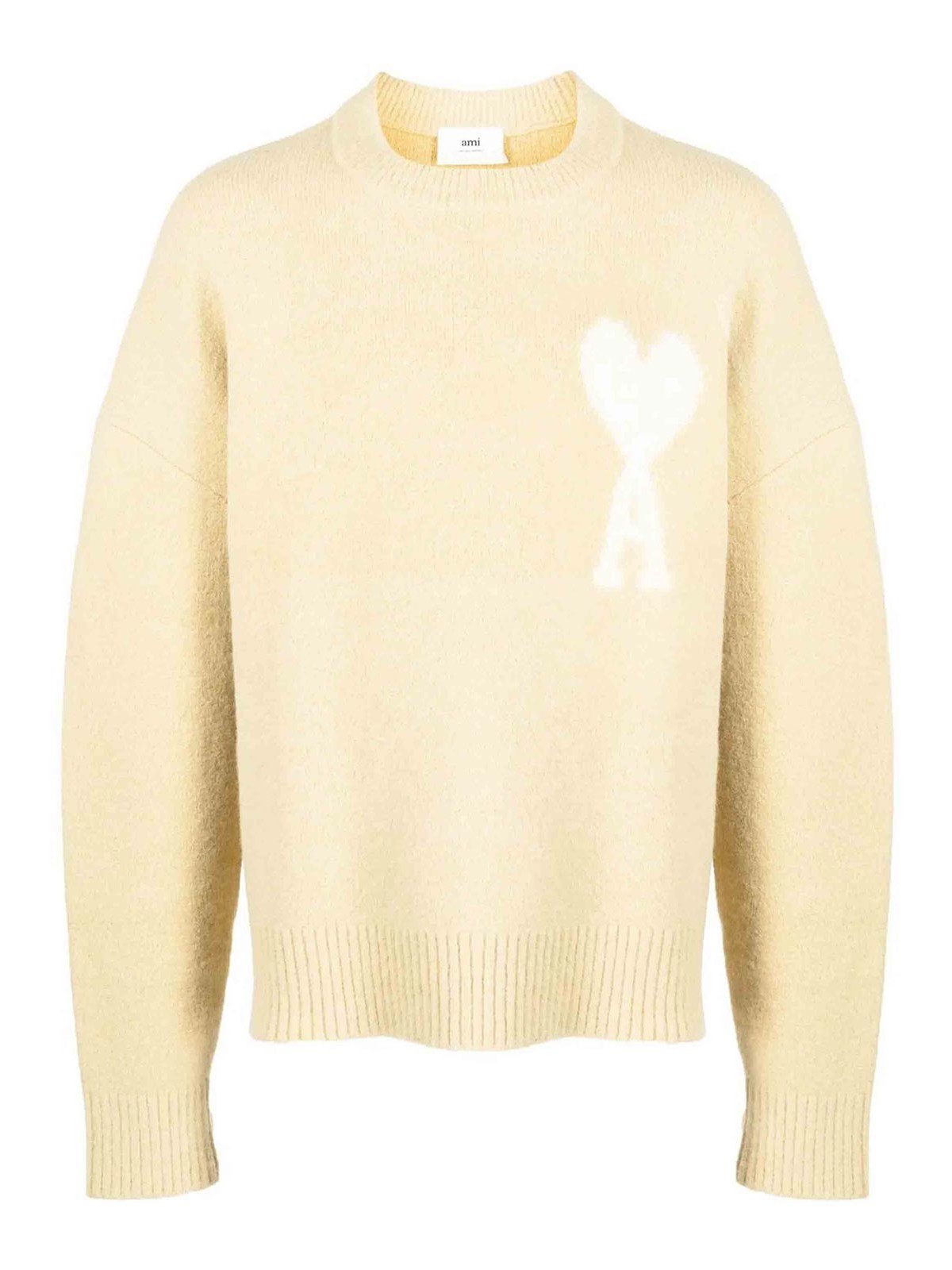 Ami Alexandre Mattiussi De Coeur Wool Blend Sweater In Neutral