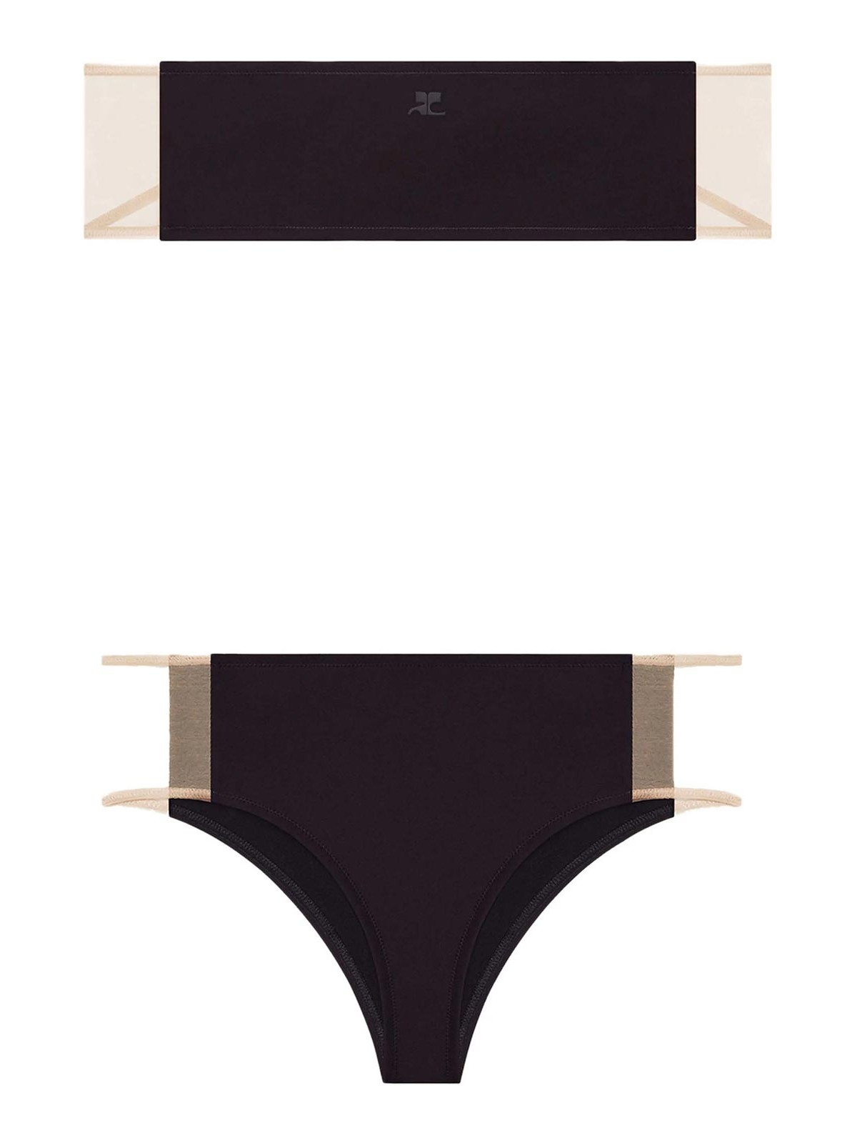 Courrèges Strapless Bandeau Bikini High-cut Legs In Black