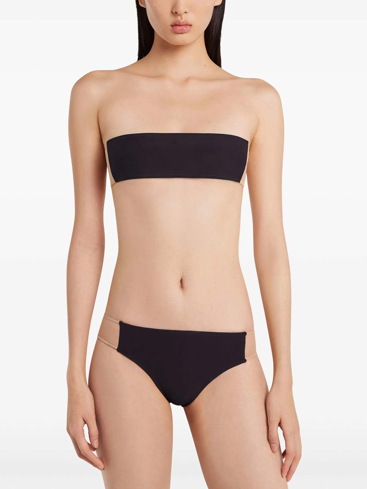 Courrèges Strapless Bandeau Bikini High-cut Legs In Black
