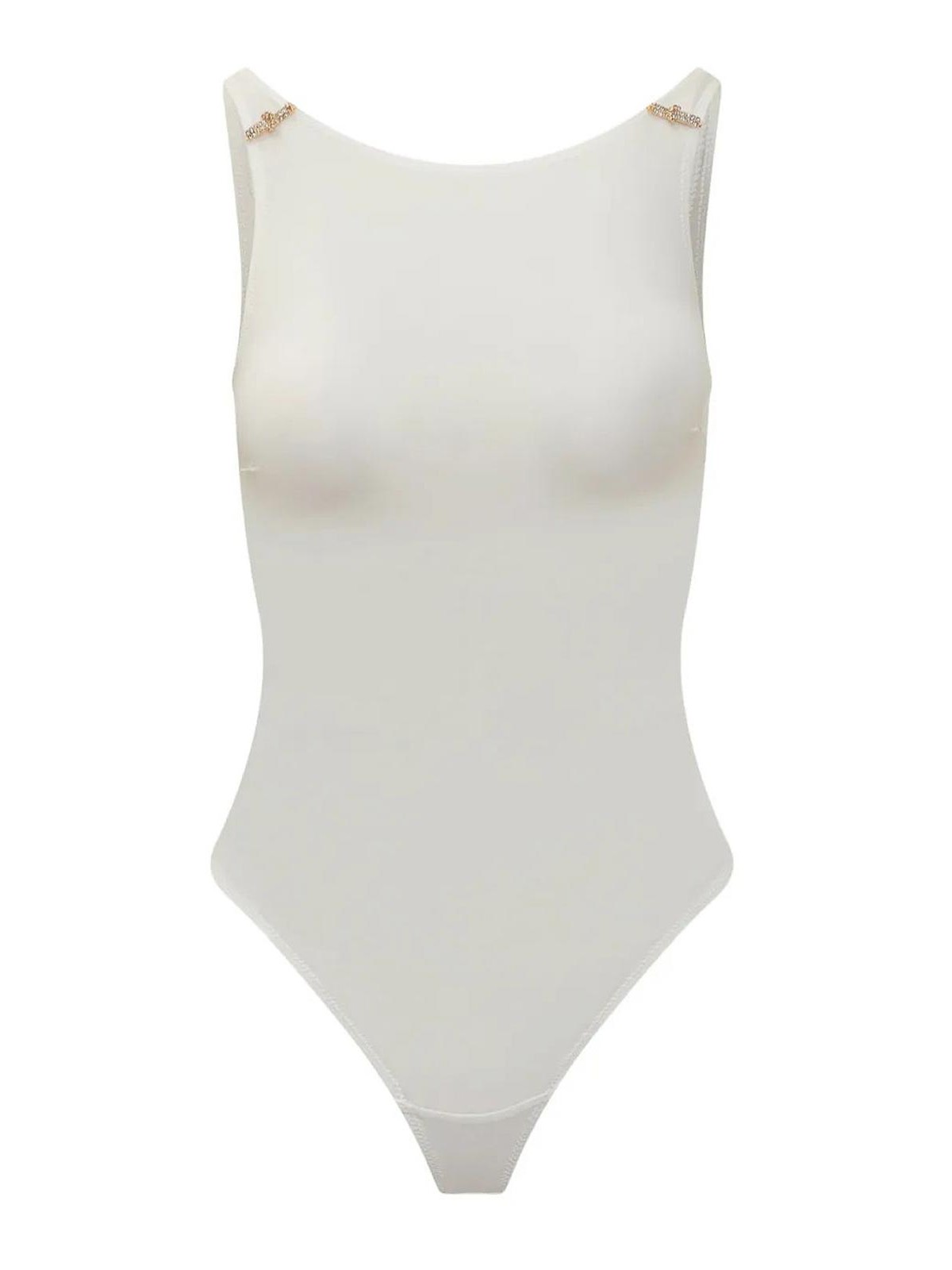 Elisabetta Franchi Scoop Neckline Thong Cut Lingerie In White
