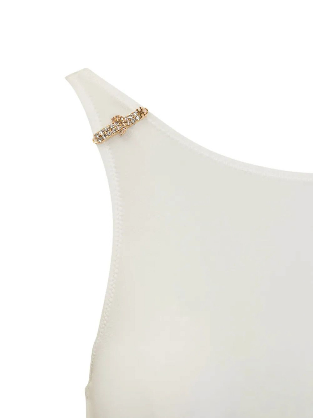 Elisabetta Franchi Scoop Neckline Thong Cut Lingerie In White