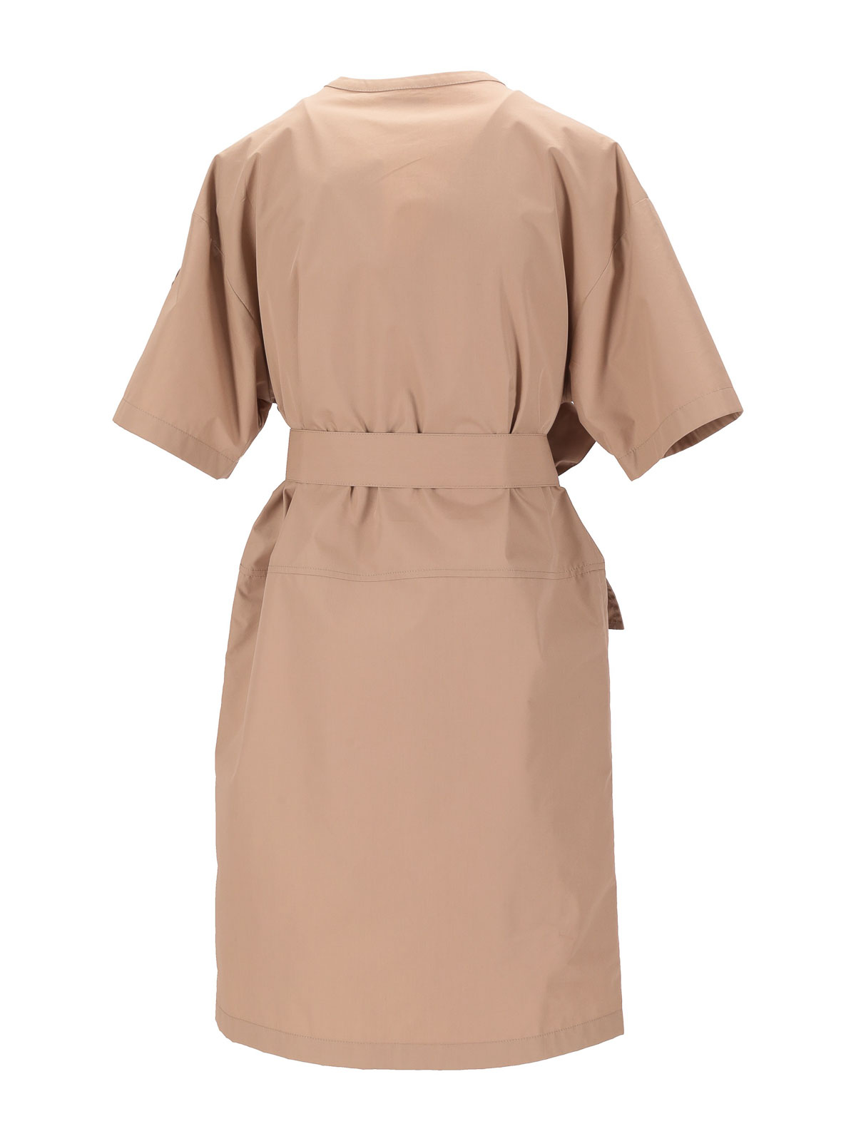 Moncler Belted Midi Dress In Sand