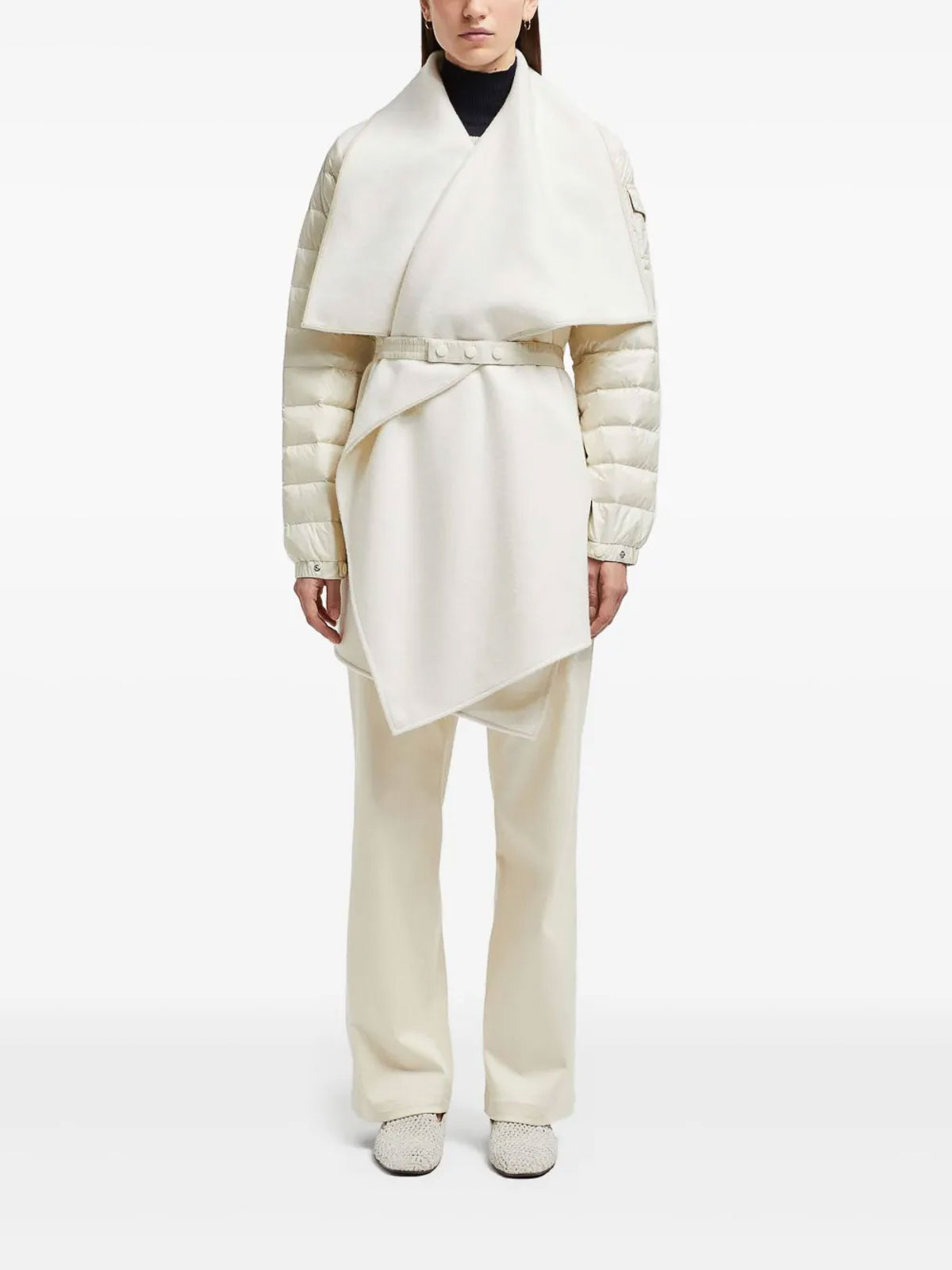 Moncler Padded Down Cape In Sand