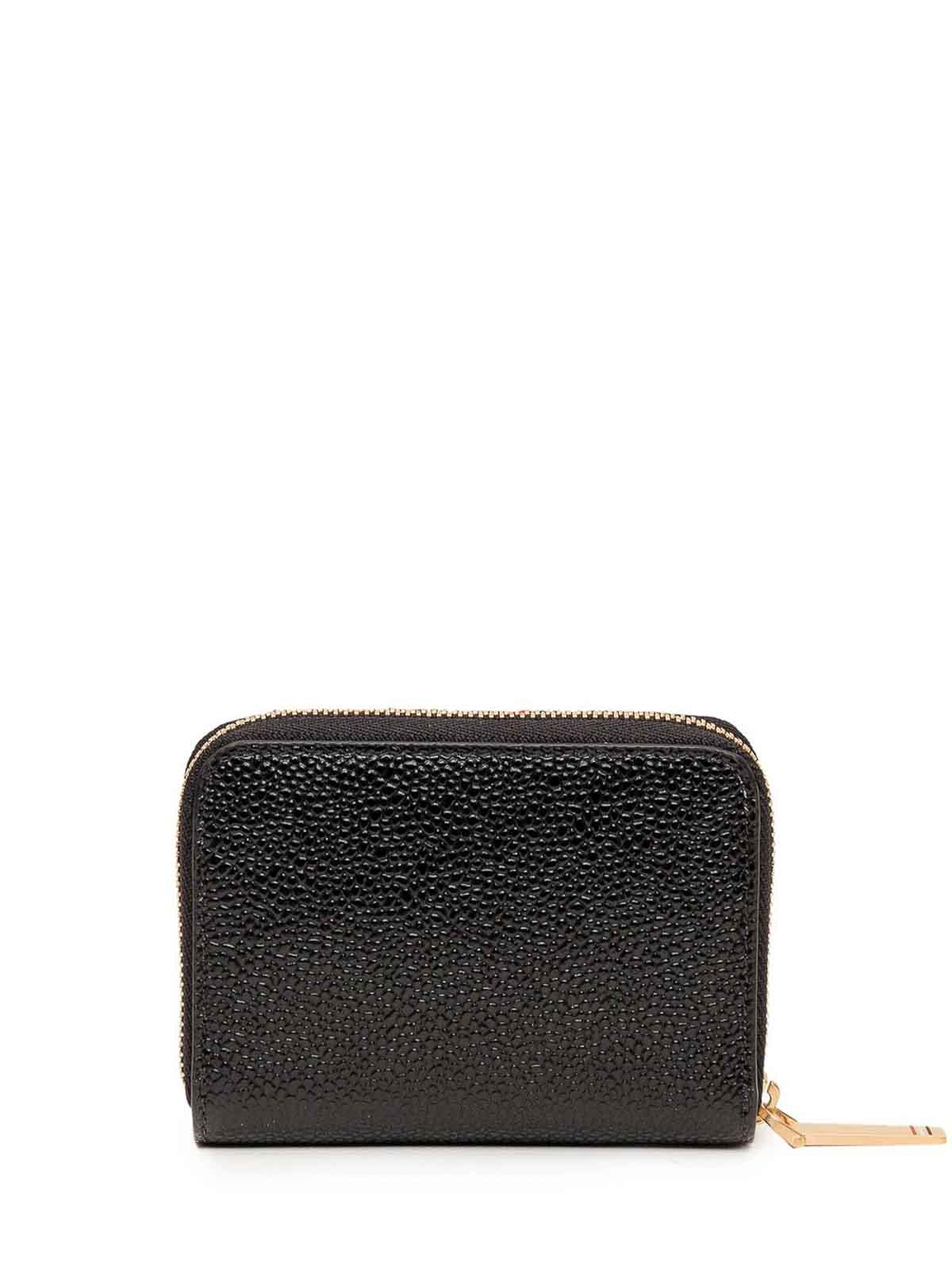 Thom Browne Pebble Grain Zip Around Wallet In Black