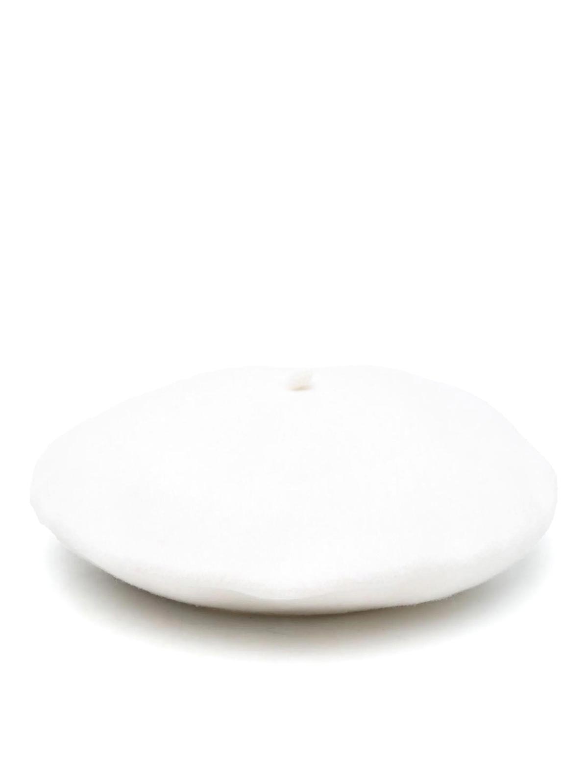 Maison Margiela Four-stitch Wool Beret In White