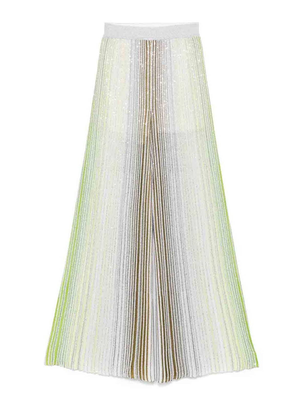 Missoni Vertical Stripe Trousers With Shimmering Textures In Green