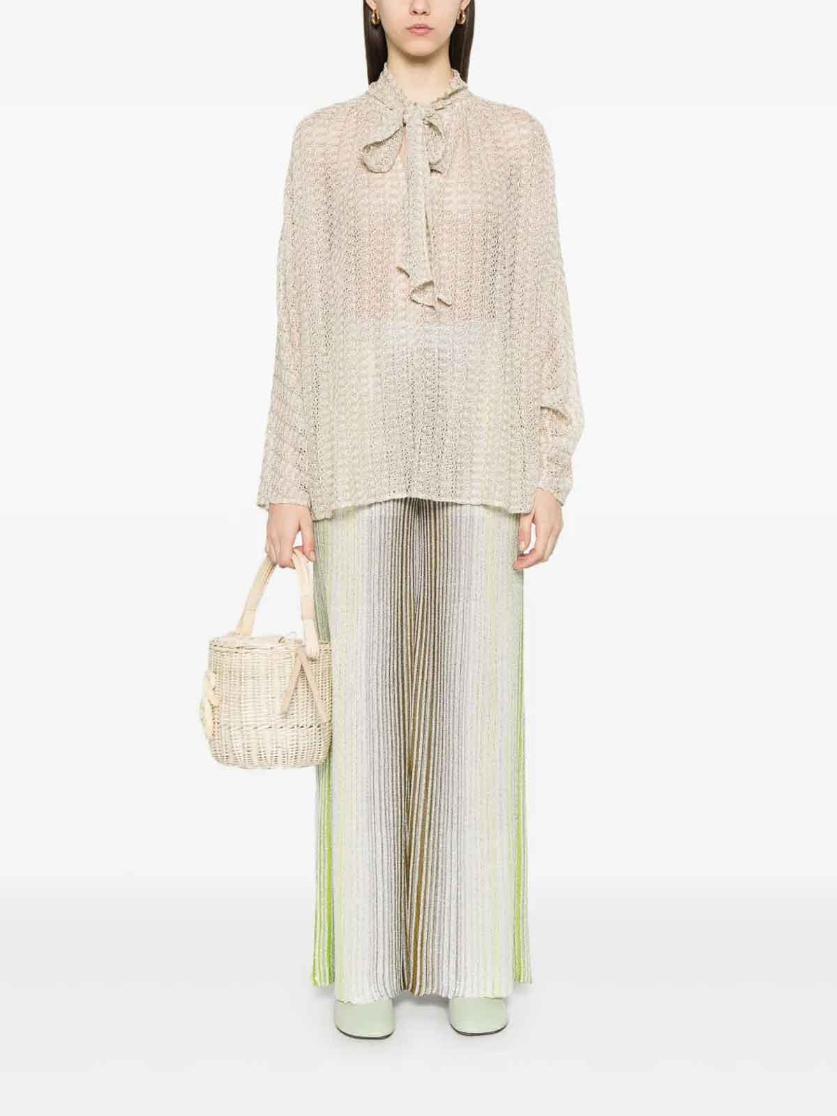Missoni Vertical Stripe Trousers With Shimmering Textures In Green