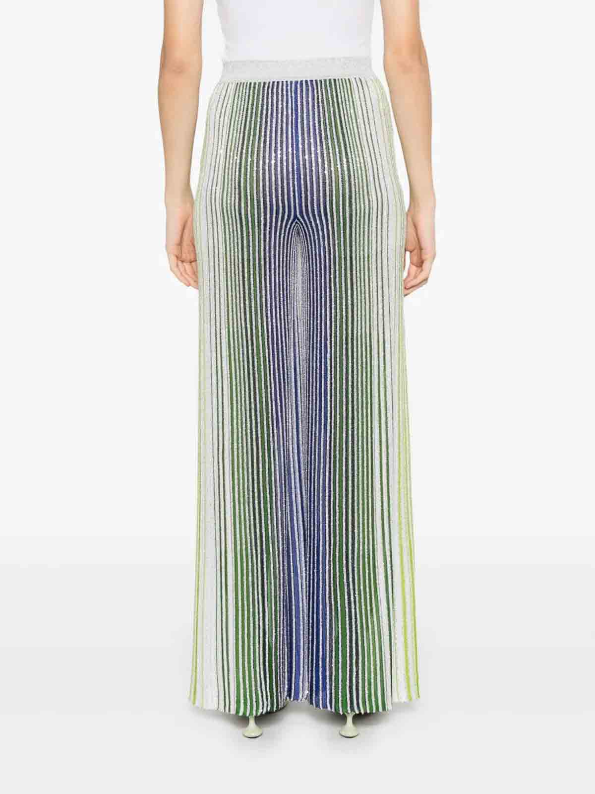 Missoni Vertical Stripe Trousers With Shimmering Textures In Green
