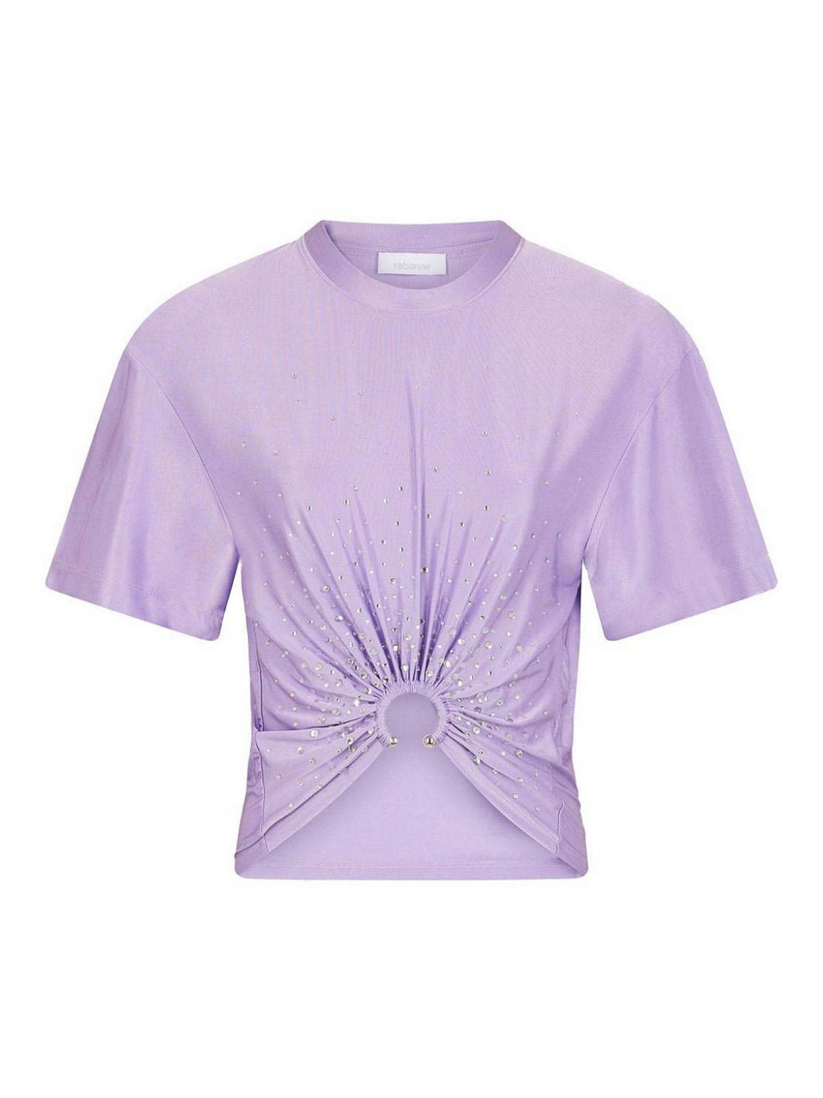 Rabanne Cropped T-shirt With Piercing Detail In Purple