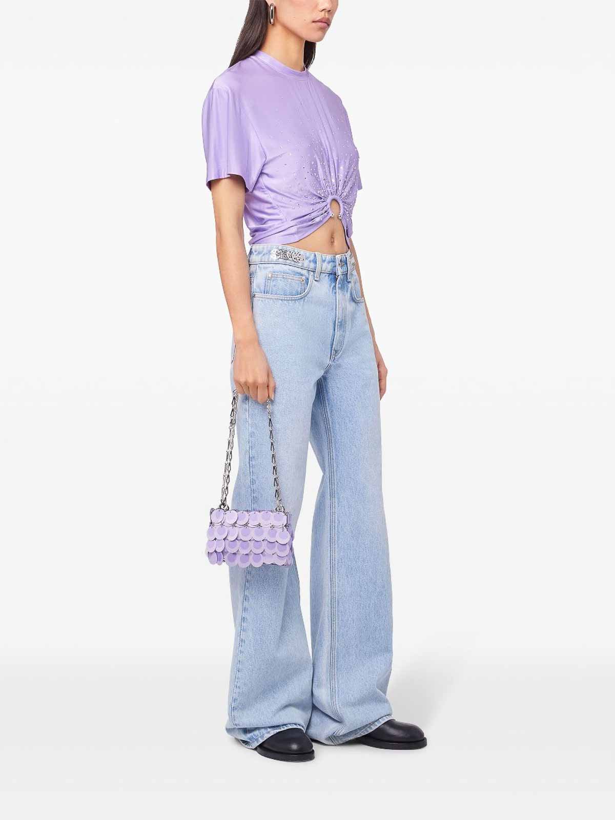 Rabanne Cropped T-shirt With Piercing Detail In Purple