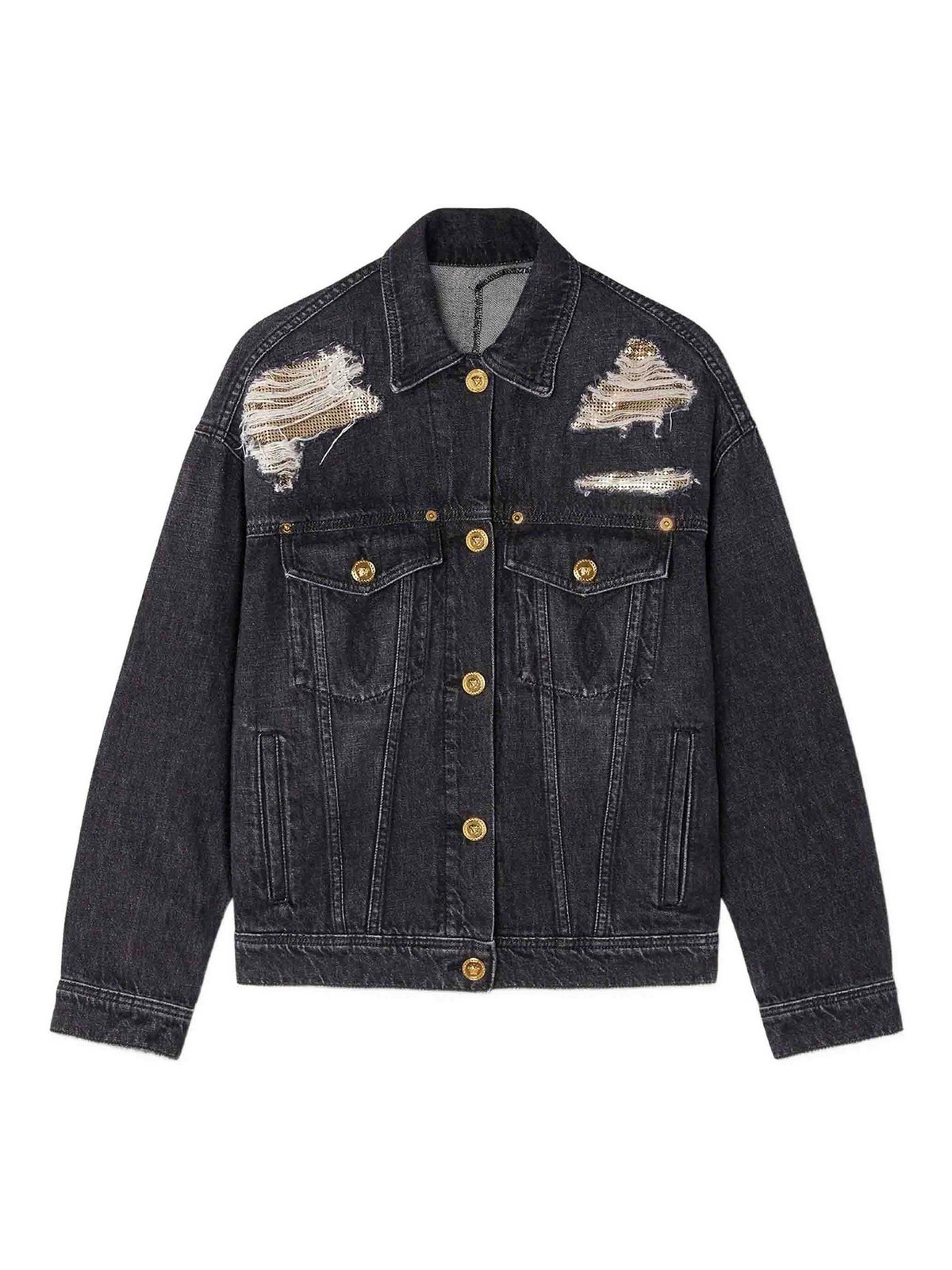 Versace Blouson In Denim In Black
