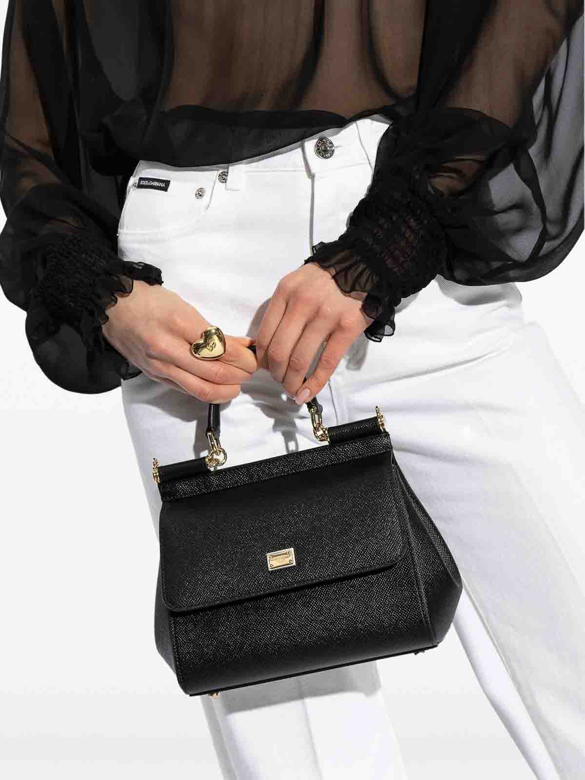 Dolce & Gabbana Sicily Medium Hand Bags In Black