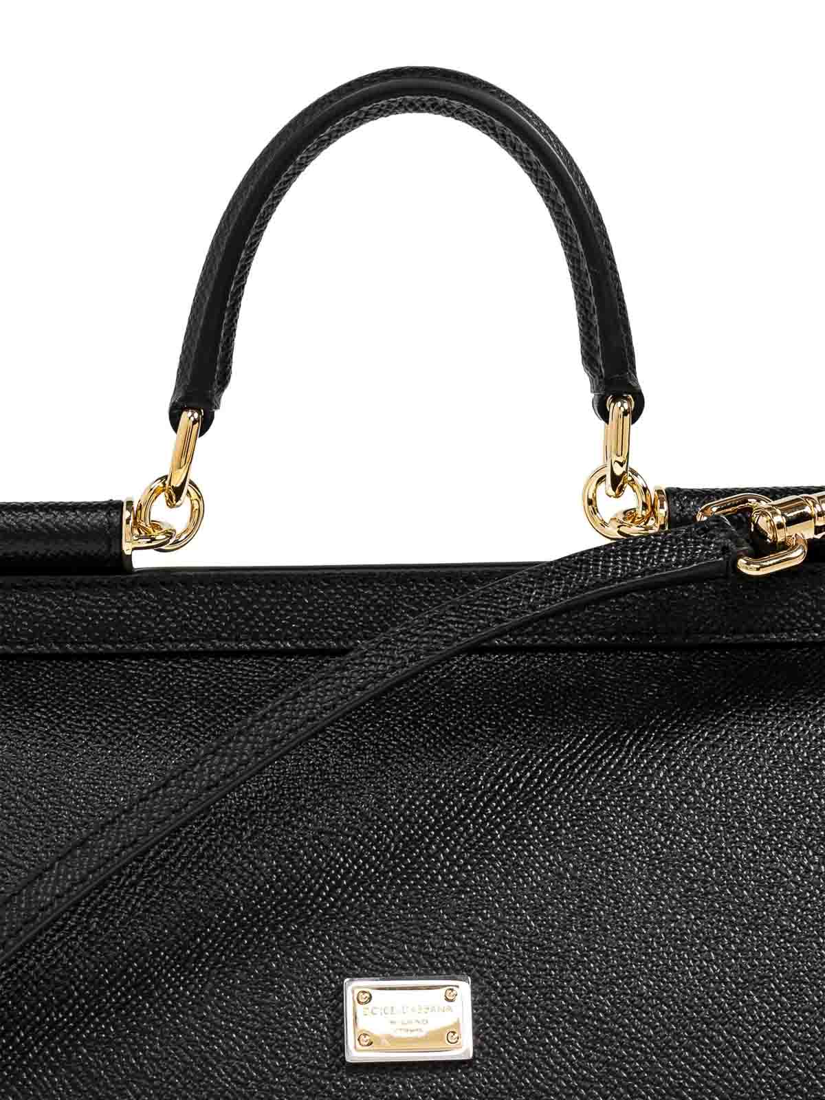 Dolce & Gabbana Sicily Medium Hand Bags In Black