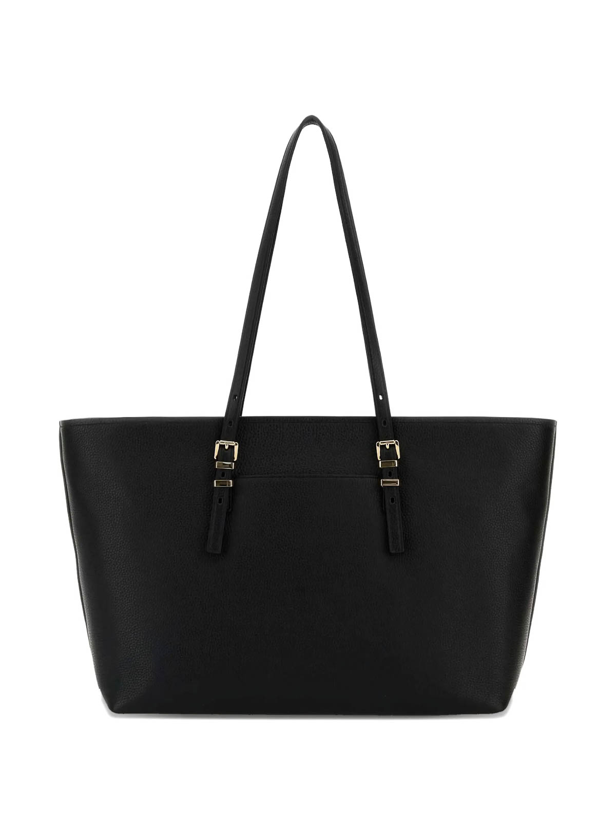 Michael Kors 'quinn' Black Medium Tote Bag With Removable Logo Charm And Embossed Logo Lettering On The Front In Black