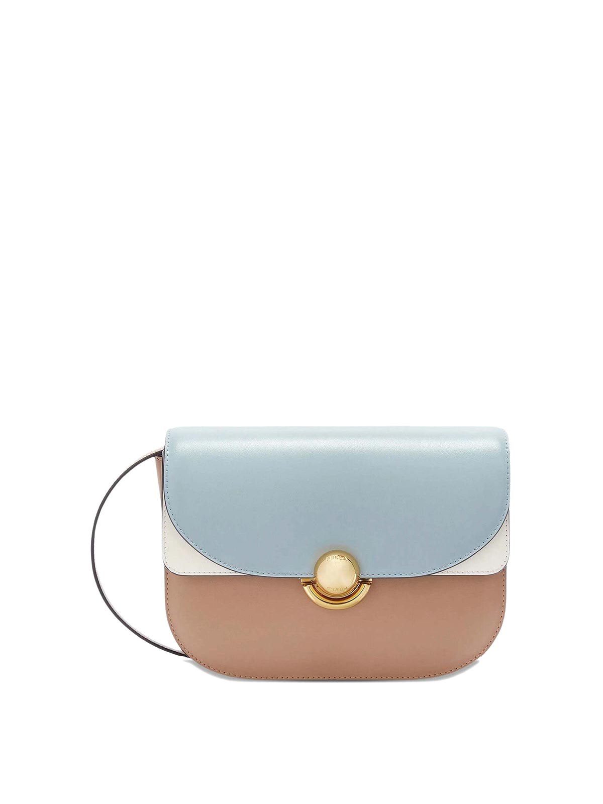 Furla Structured Shoulder Bag In Cognac Brown In Black