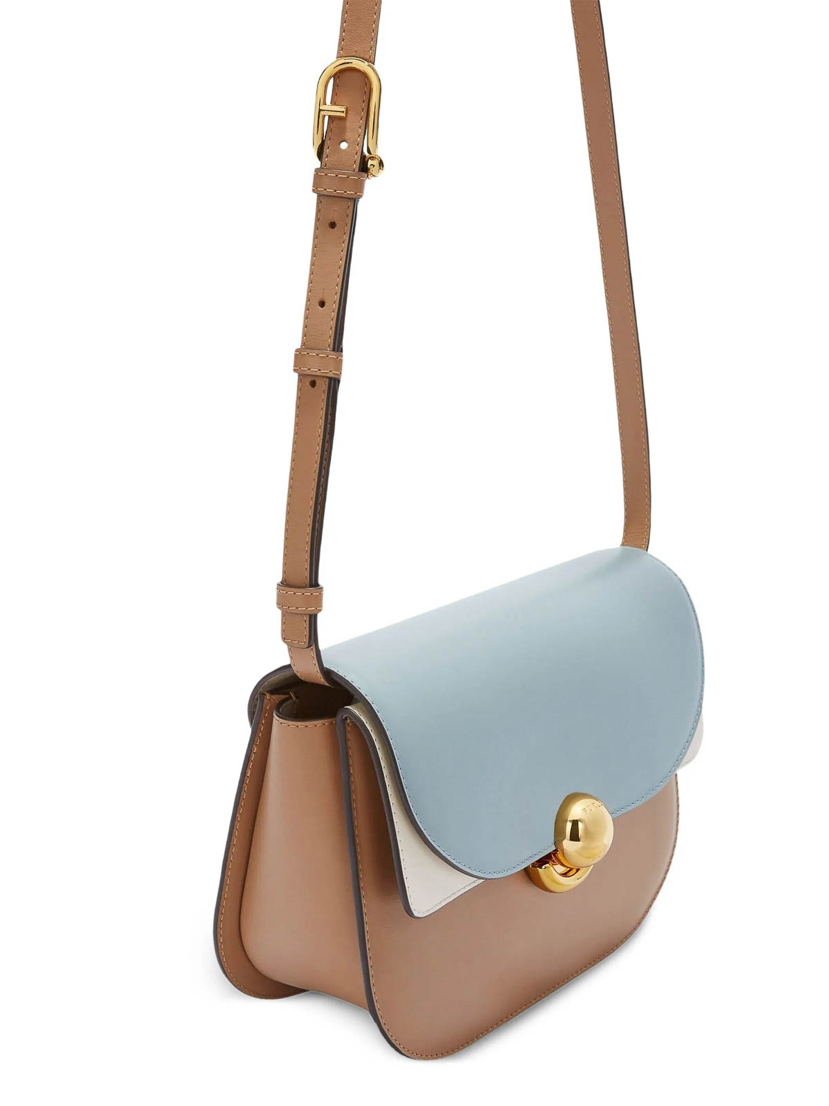 Furla Structured Shoulder Bag In Cognac Brown In Black