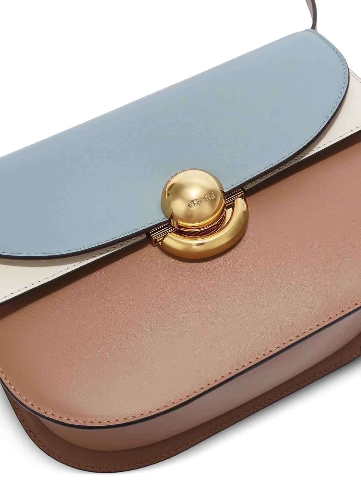 Furla Structured Shoulder Bag In Cognac Brown In Black