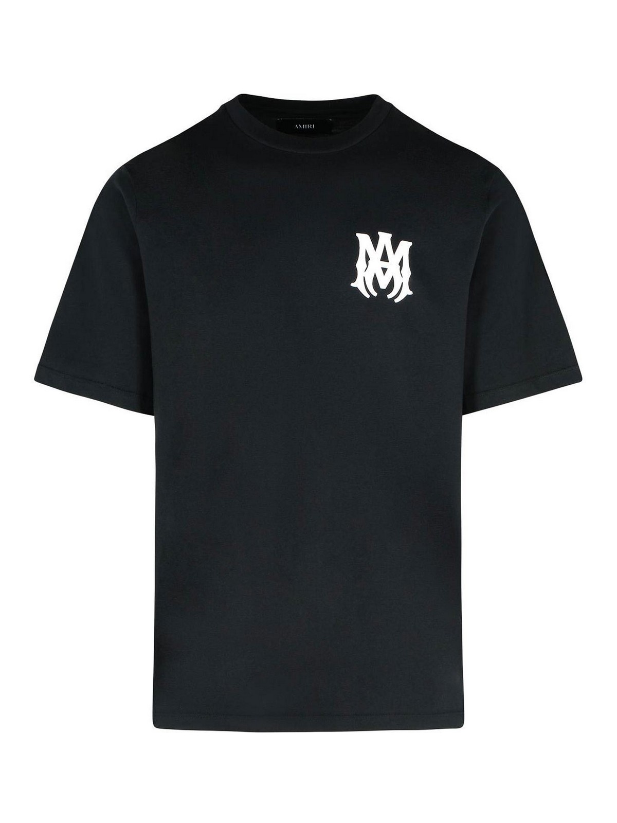 Amiri Black Crewneck T-shirt With Logo Print On The Front And Logo Lettering On The Rear In Cotton Man