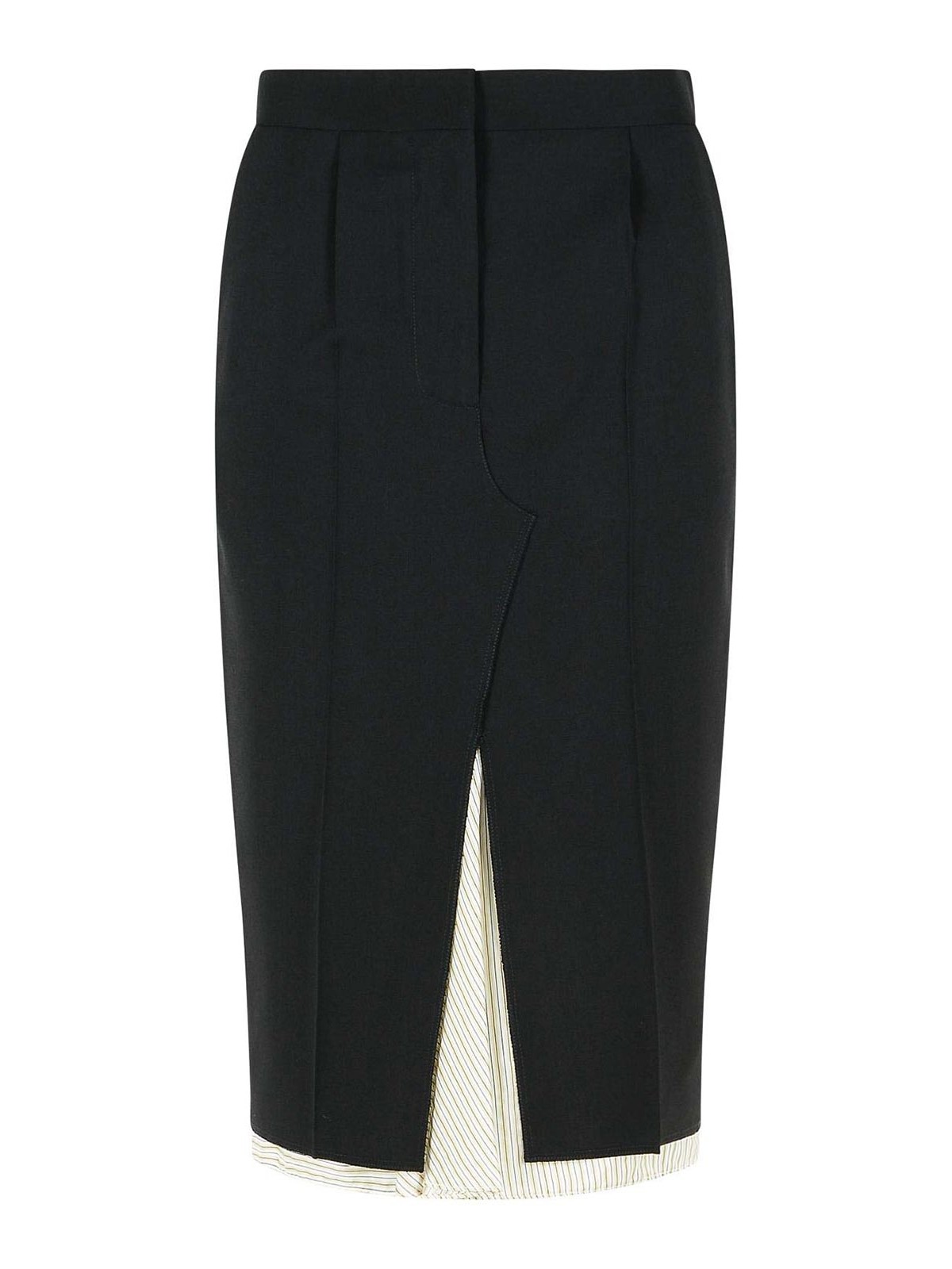Marni Midi Skirt In Cool Black Virgin Wool