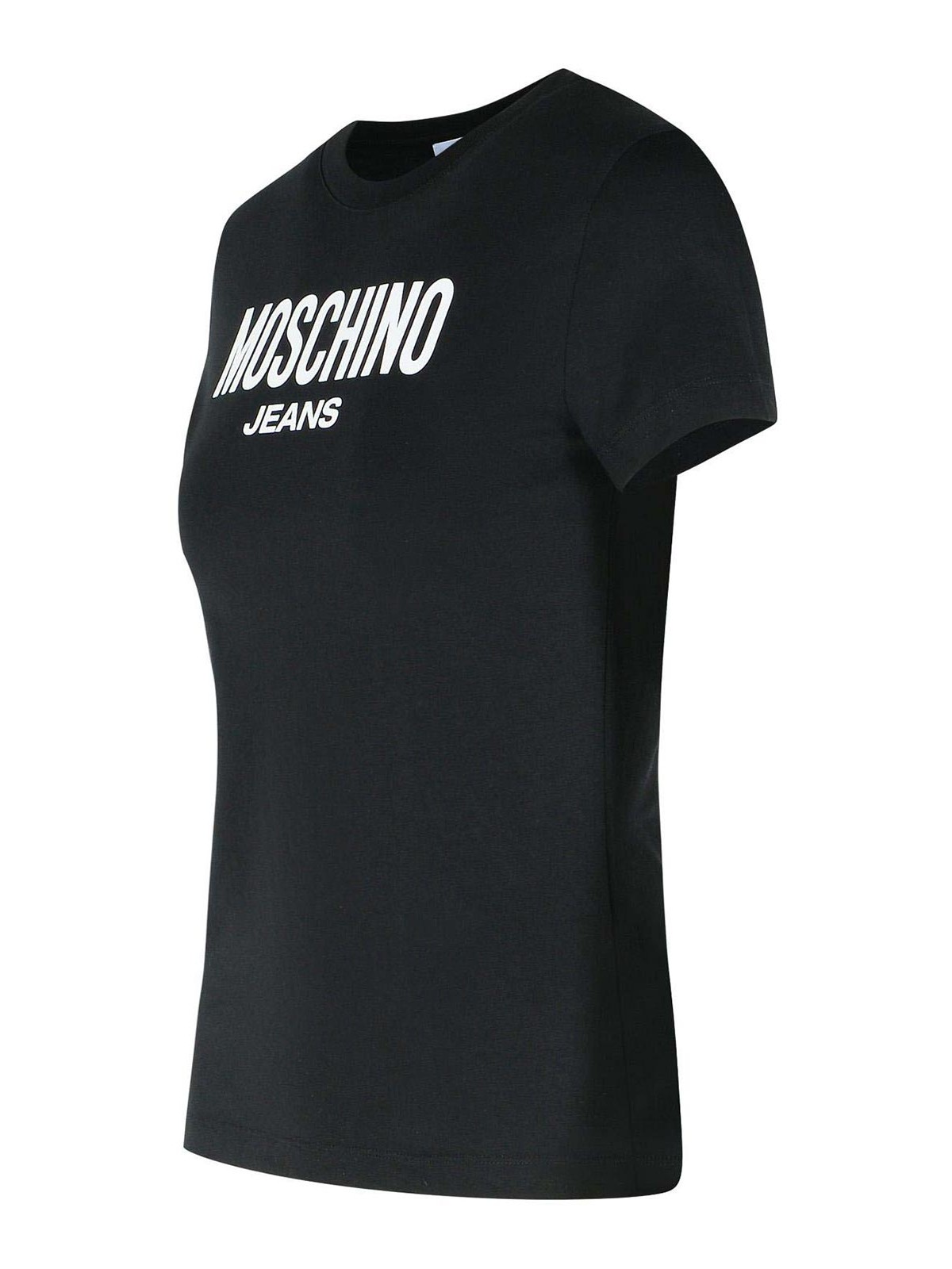 Tシャツ・カットソー MOSCHINO JEANS Woman T-Shirt Black 07078237 1555 Moschino Jeans Black Cotton T-Shirt - Black | K1J071882367555
