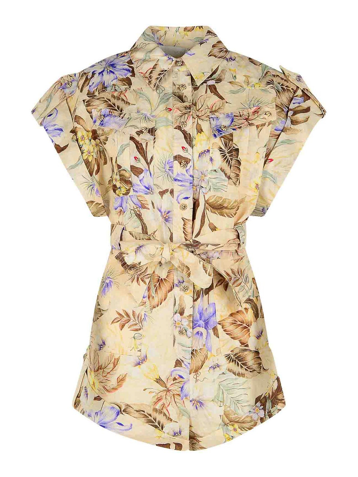 Zimmermann Coco One-piece Jumpsuit In Beige Linen