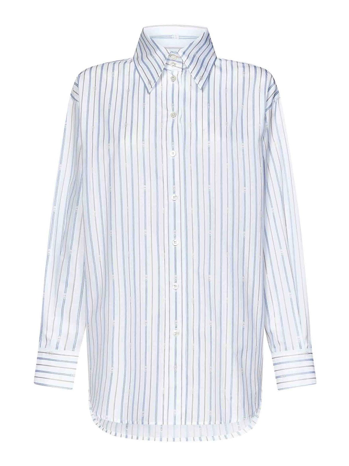 Alexander Mcqueen White Striped Cotton Poplin Shirt In White