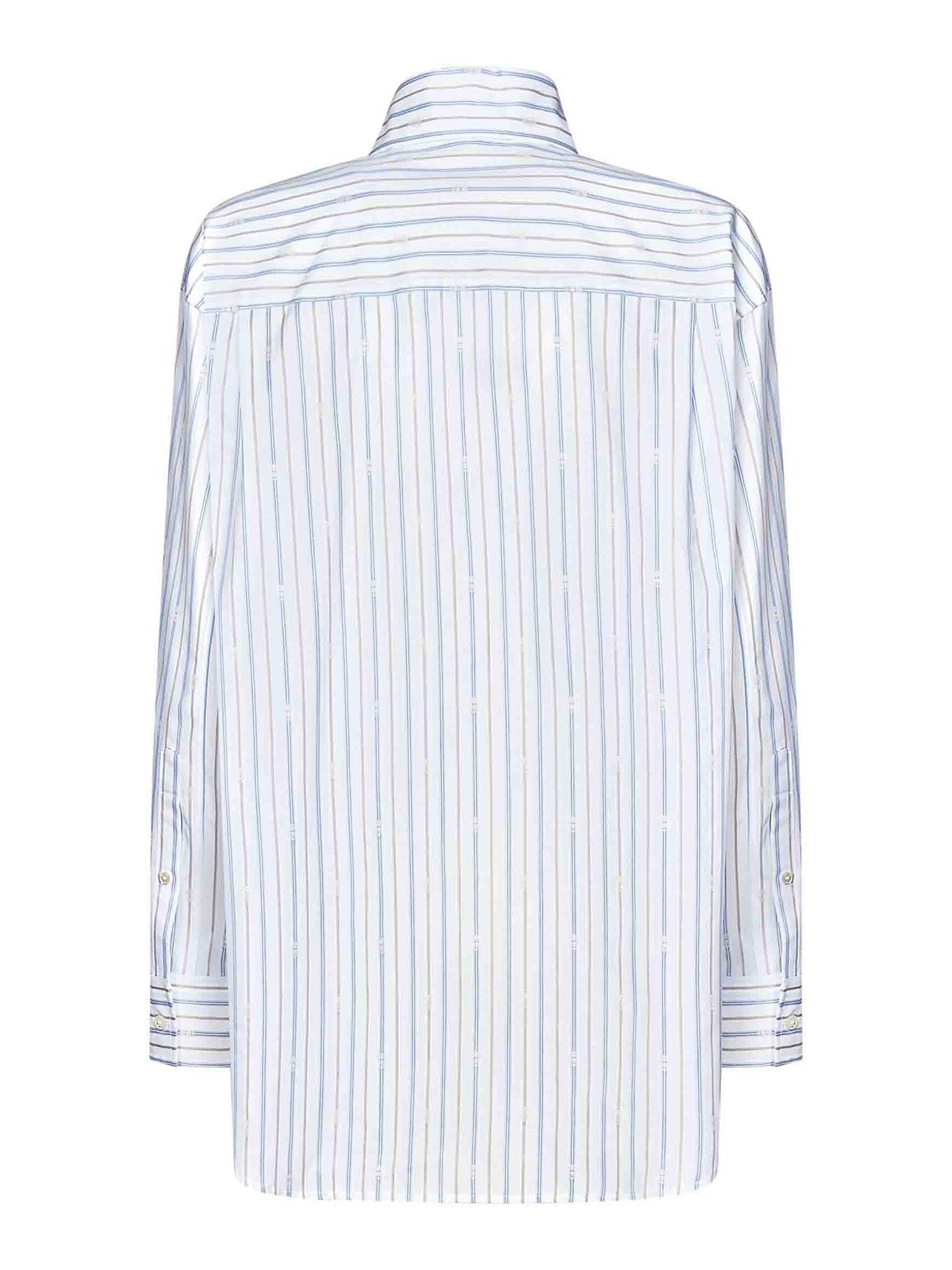 Alexander Mcqueen White Striped Cotton Poplin Shirt In White