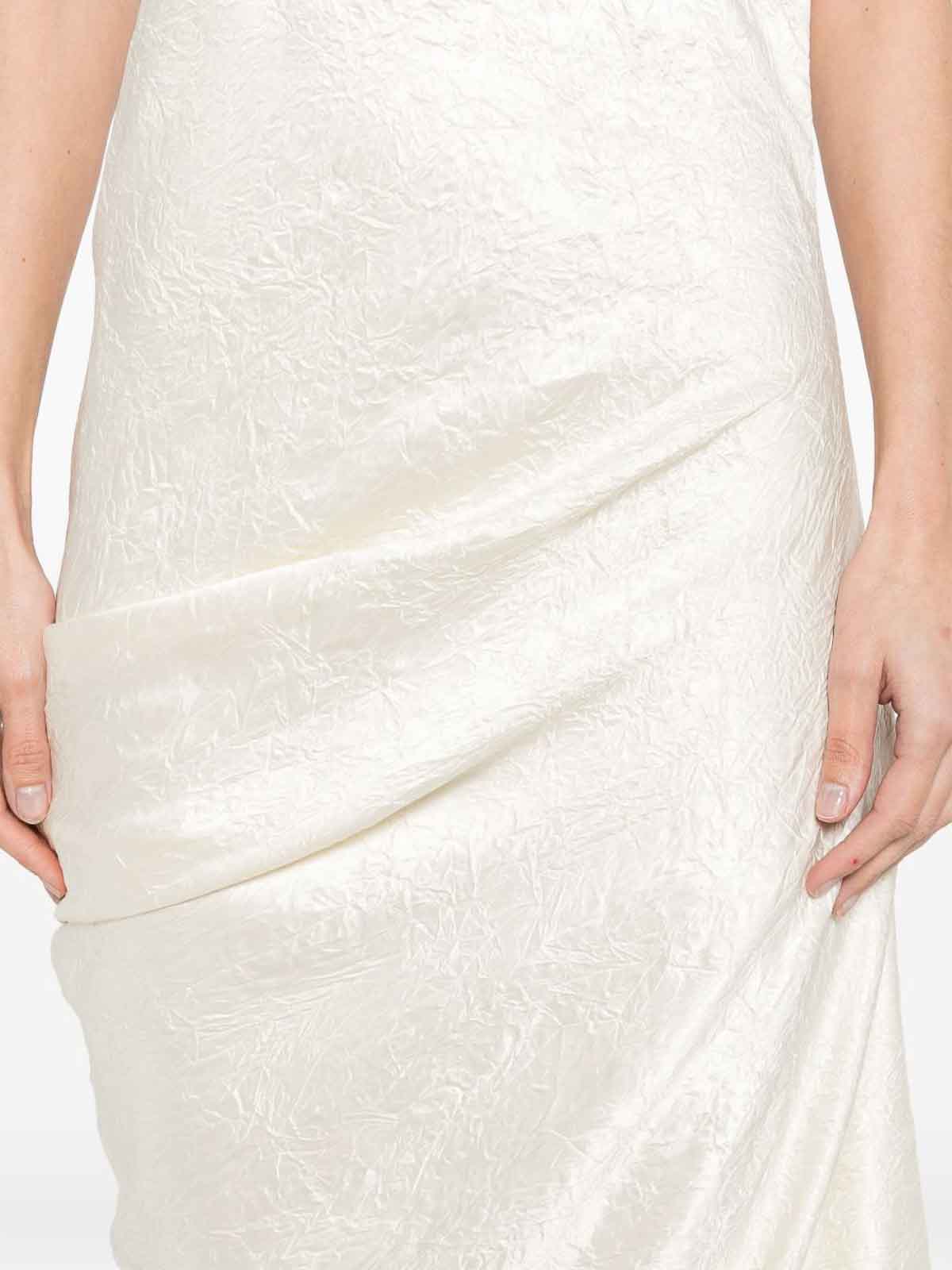 Alexander Mcqueen Satin Asymmetric Draped Midi Dress In Gray