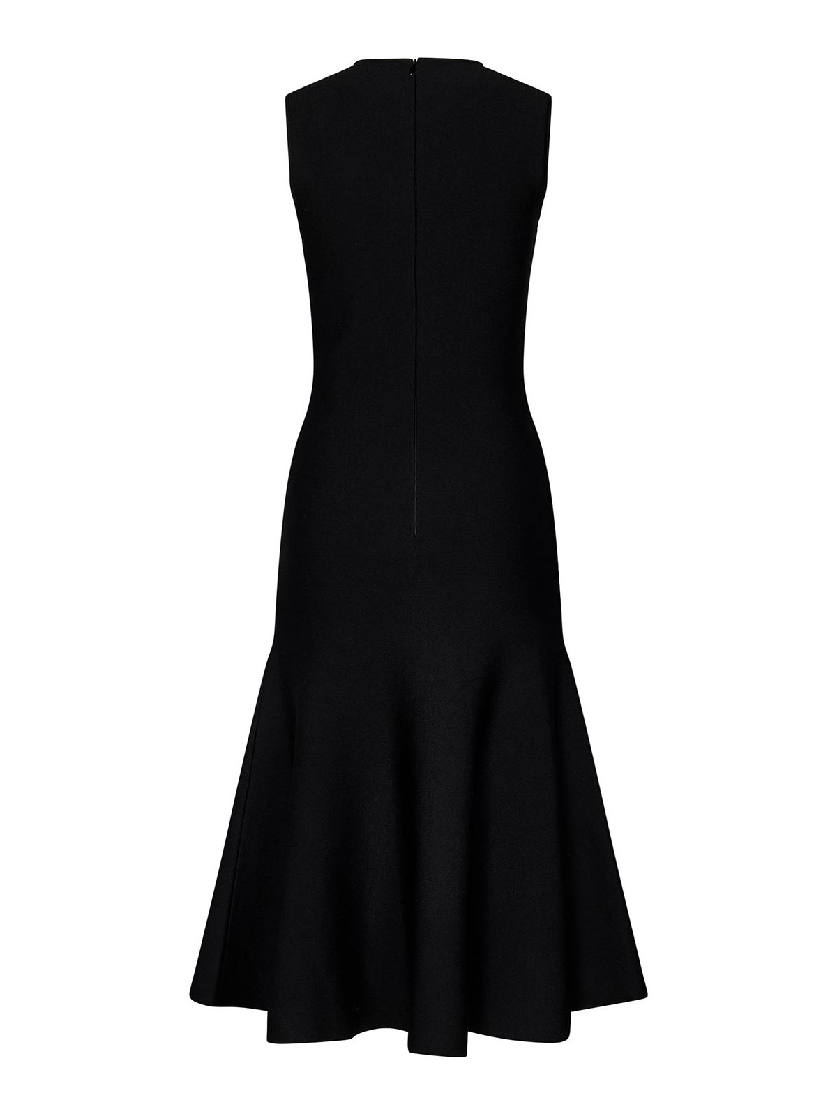 Alexander Mcqueen Black Compact Viscose Blend Knit Midi Dress In Black