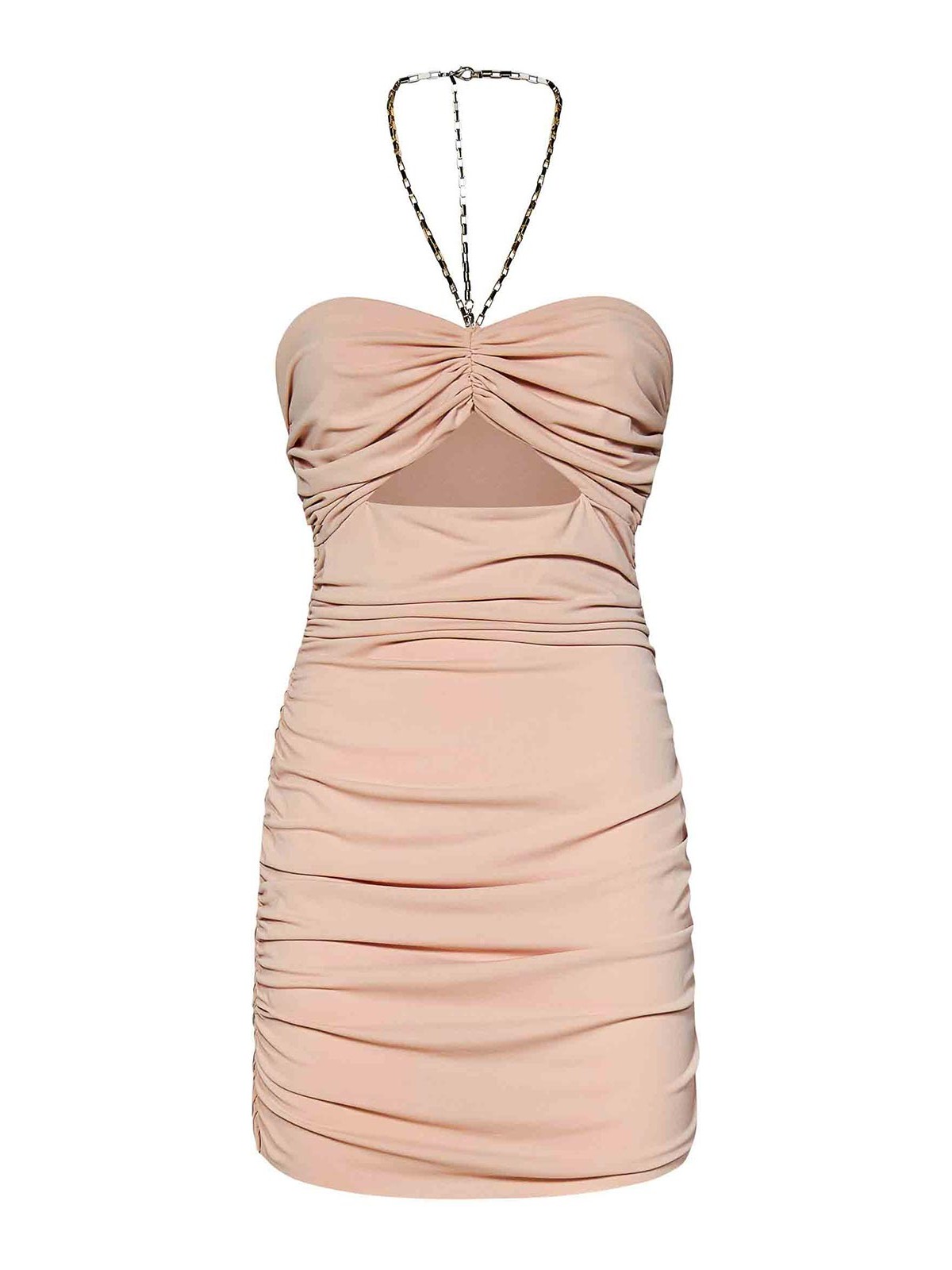Amen Nude Pink Mini Dress In Gathered Jersey